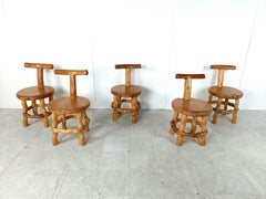 Vintage brutalist dining chairs, set of 5 - 1960s