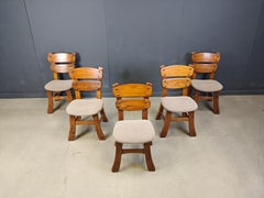 Vintage brutalist dining chairs, set of 5 - 1960s