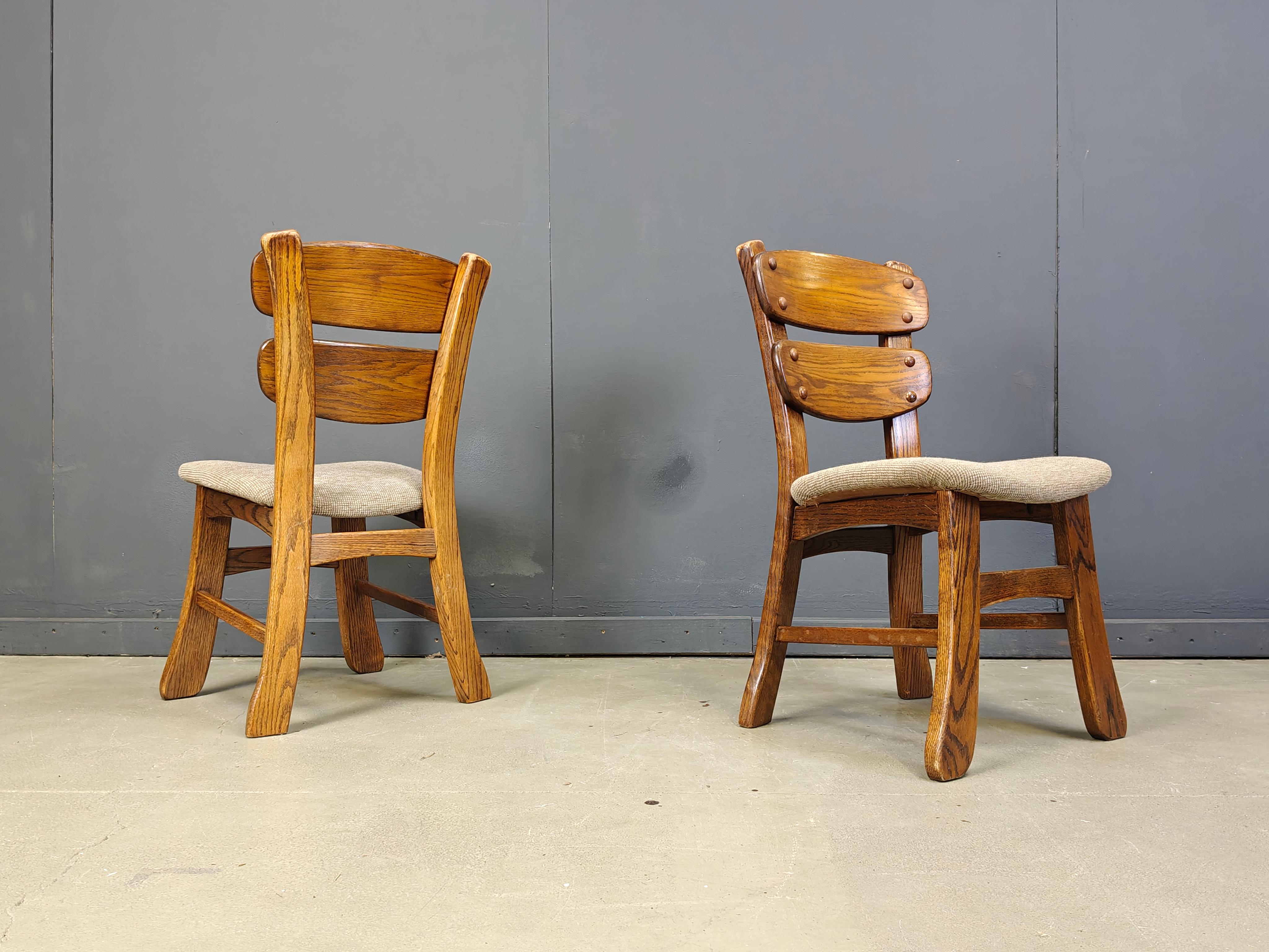 Belgian Vintage brutalist dining chairs, set of 5 - 1960s For Sale