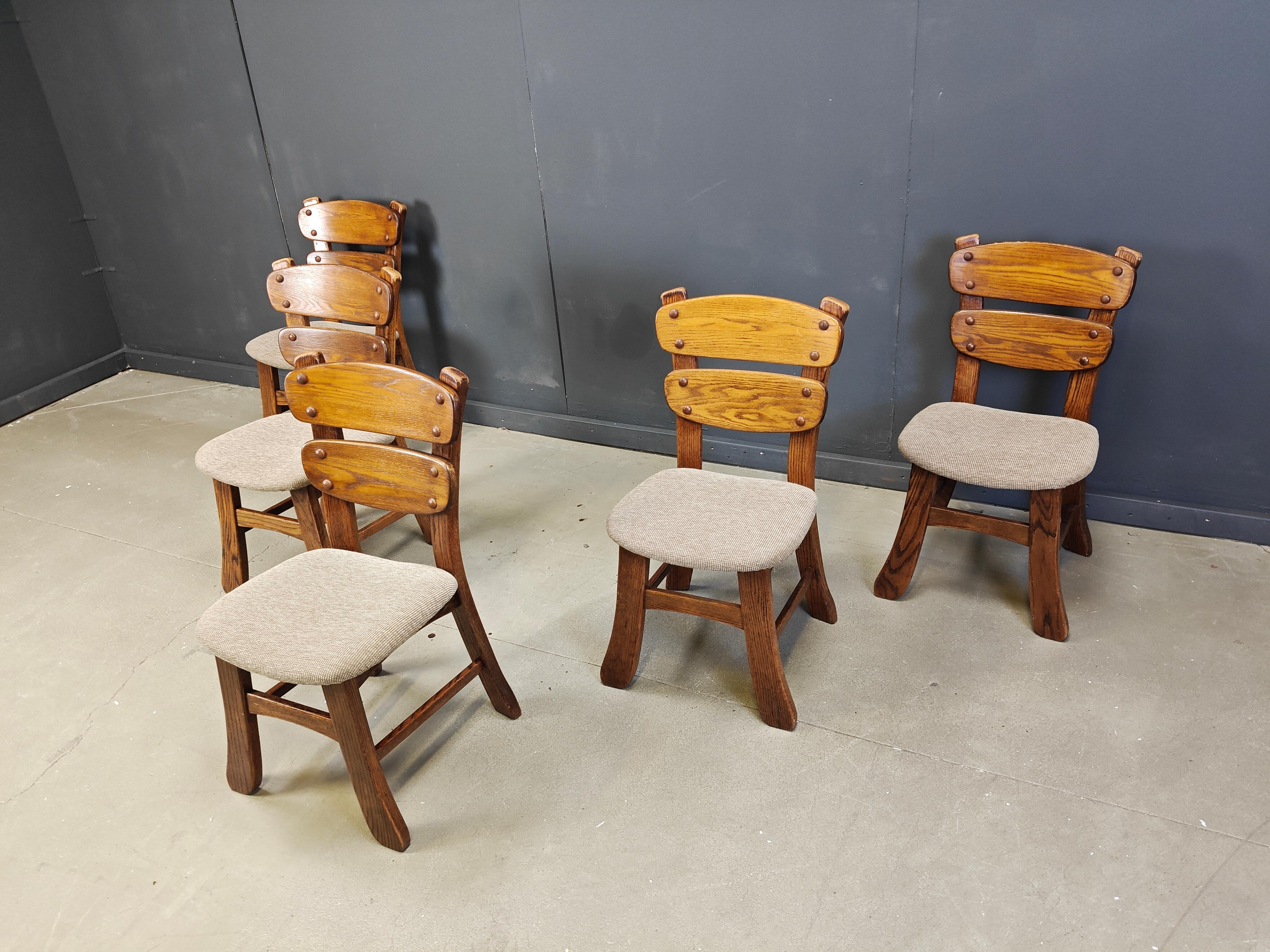 Mid-20th Century Vintage brutalist dining chairs, set of 5 - 1960s For Sale