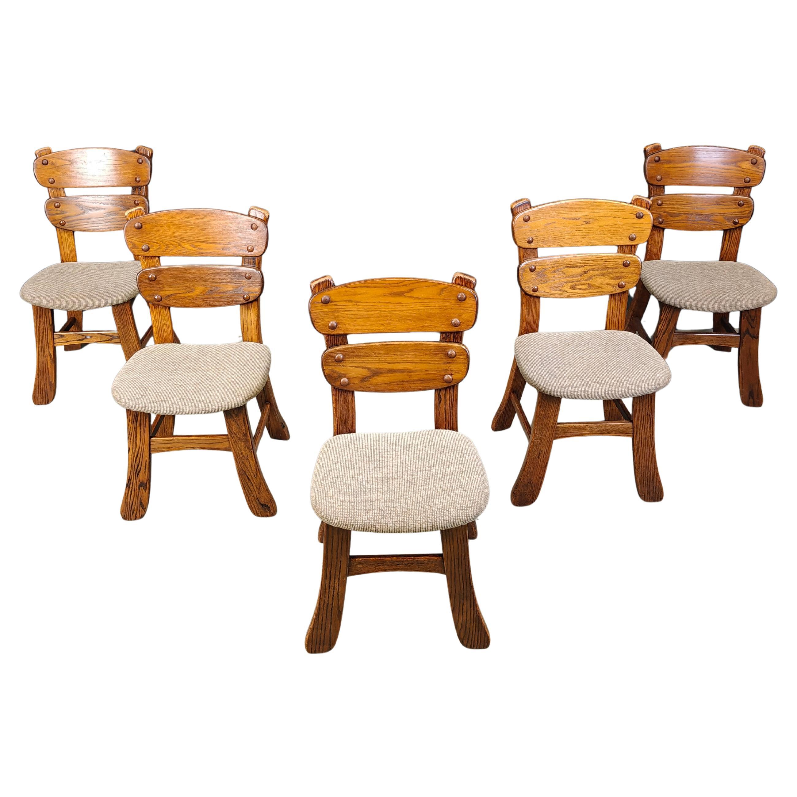 Set di 5 sedie da pranzo brutaliste vintage - Anni '60