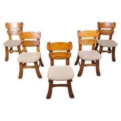 Vintage brutalist dining chairs, set of 5 - 1960s