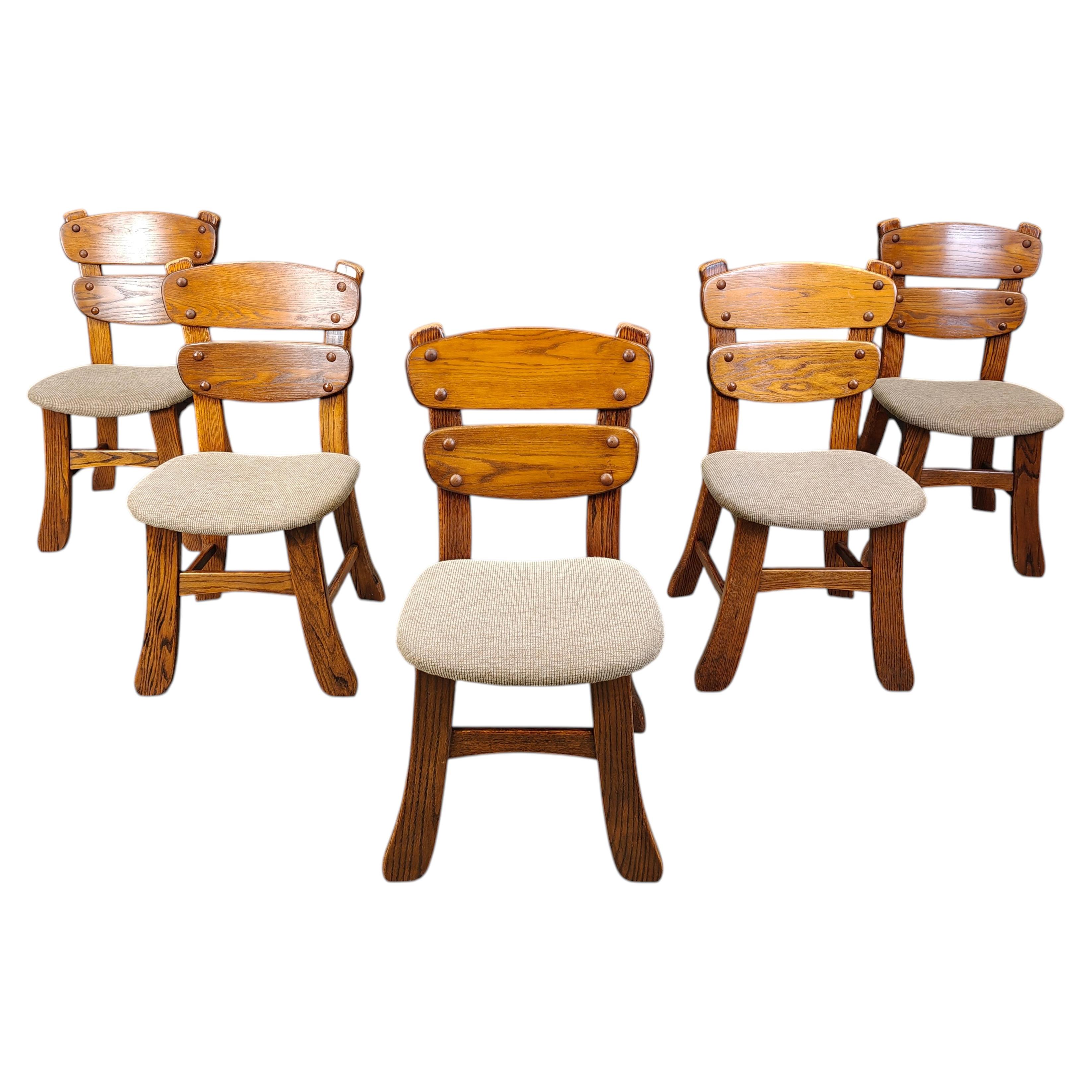 Vintage brutalist dining chairs, set of 5 - 1960s