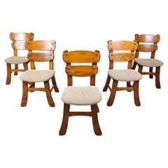 Vintage brutalist dining chairs, set of 5 - 1960s