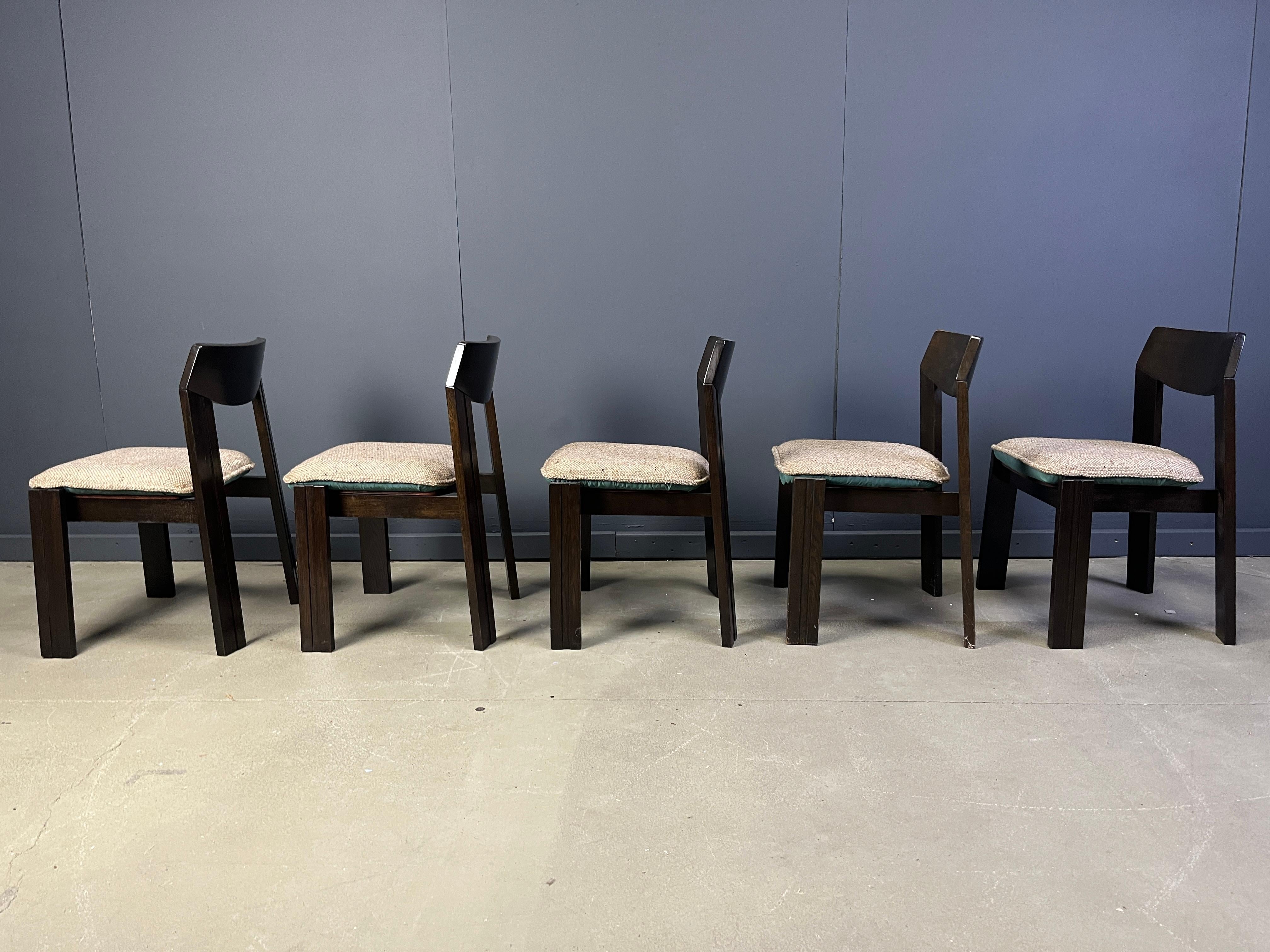 Vintage brutalist dining chairs, set of 5 - 1970s In Good Condition For Sale In Leuven, Vlaams Gewest