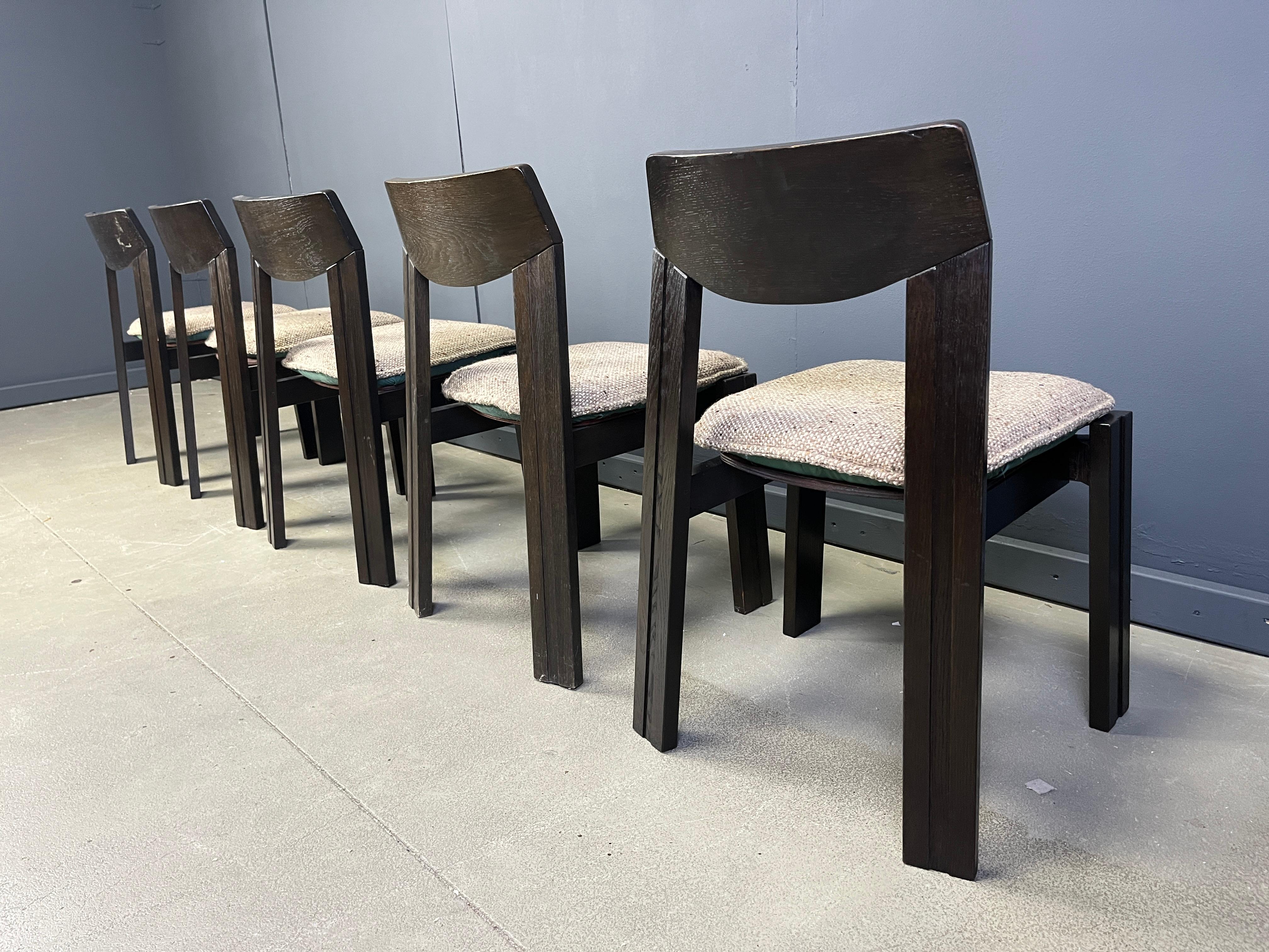 Late 20th Century Vintage brutalist dining chairs, set of 5 - 1970s For Sale