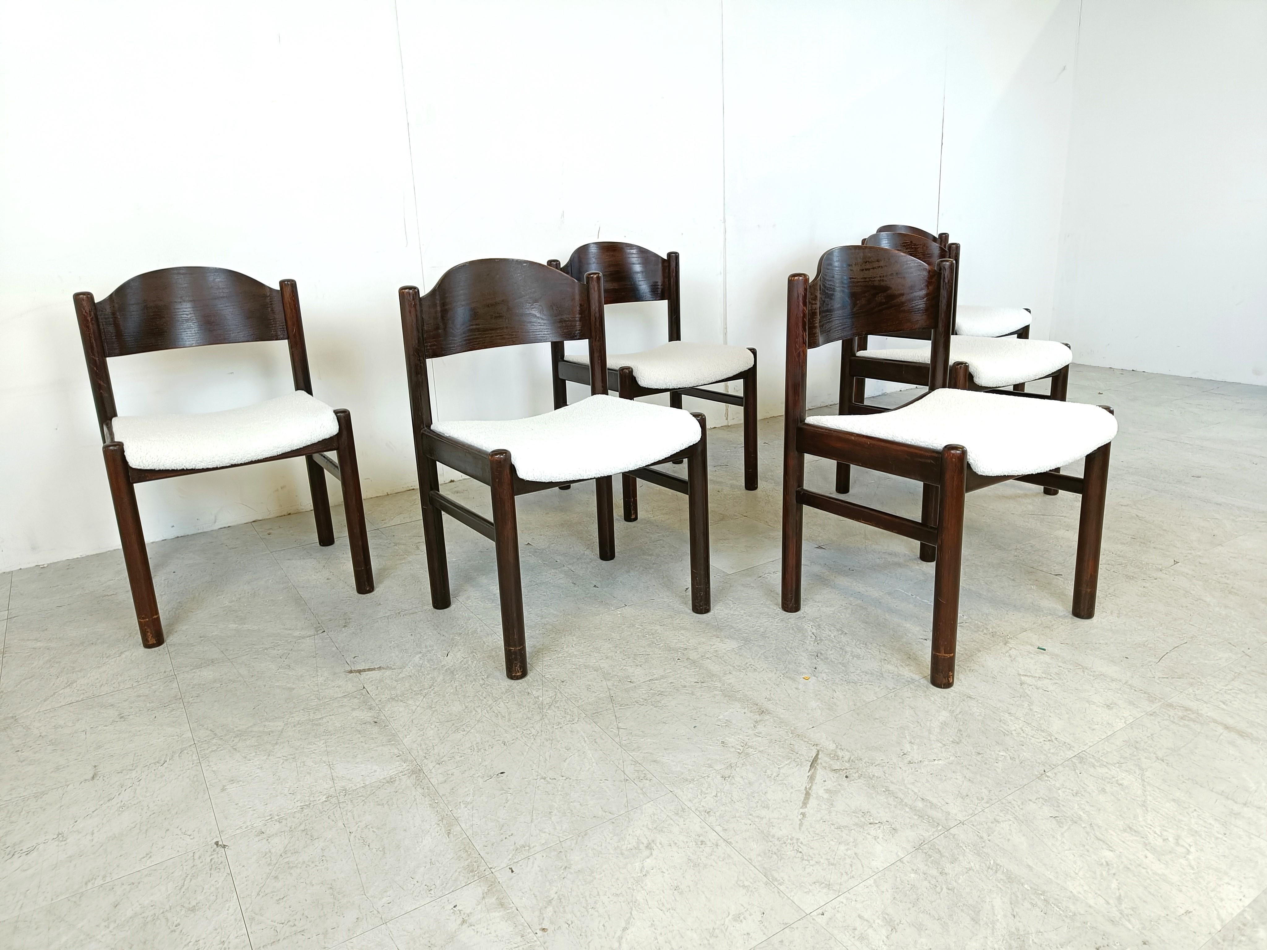 Vintage brutalist dining chairs, set of 6 - 1960s For Sale 3