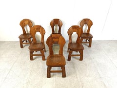 Vintage Brutalist Dining Chairs, Set of 6 - 1960s