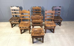 Vintage brutalist dining chairs, set of 6 - 1960s