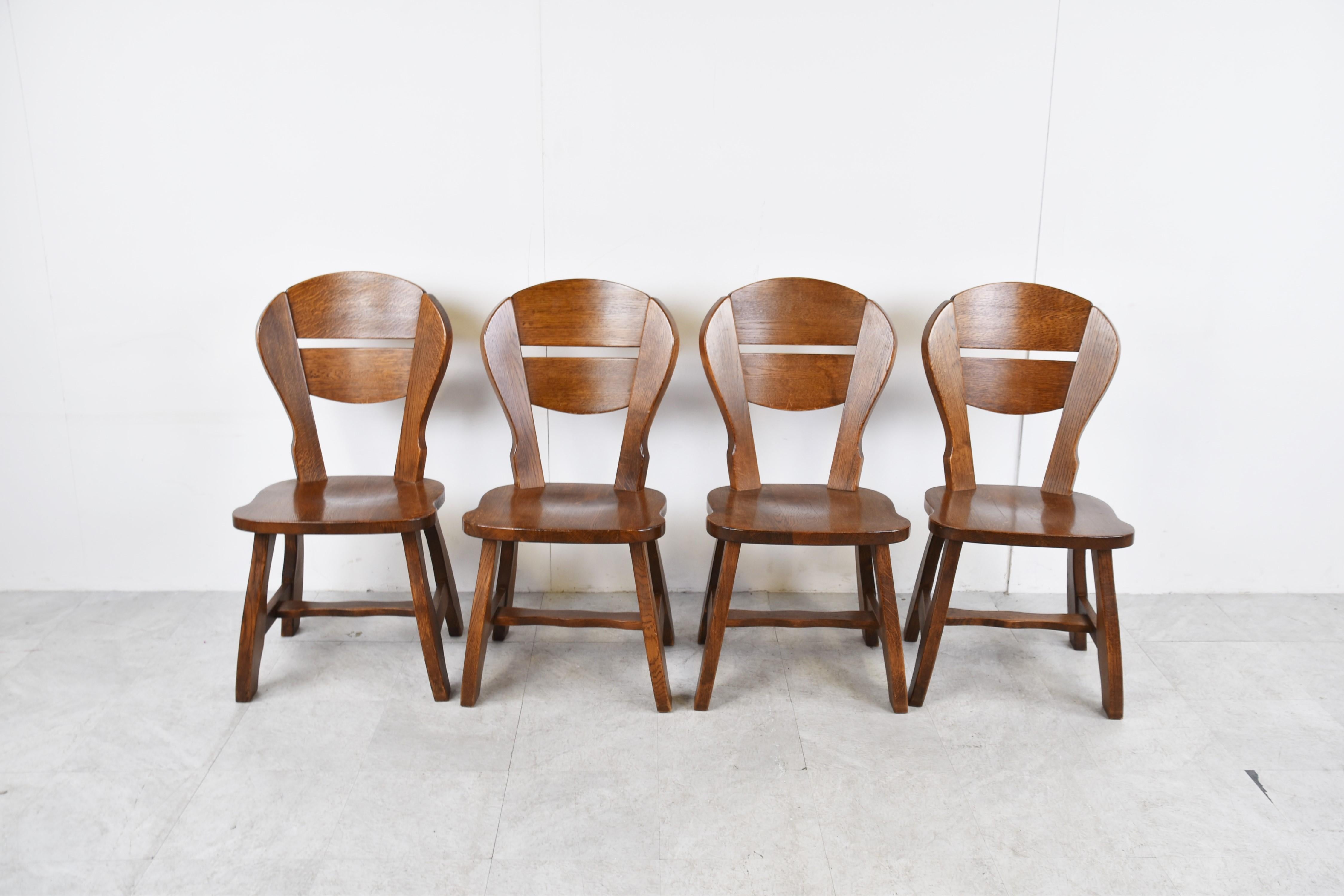 German Vintage Brutalist Dining Chairs, Set of 6, 1960s For Sale