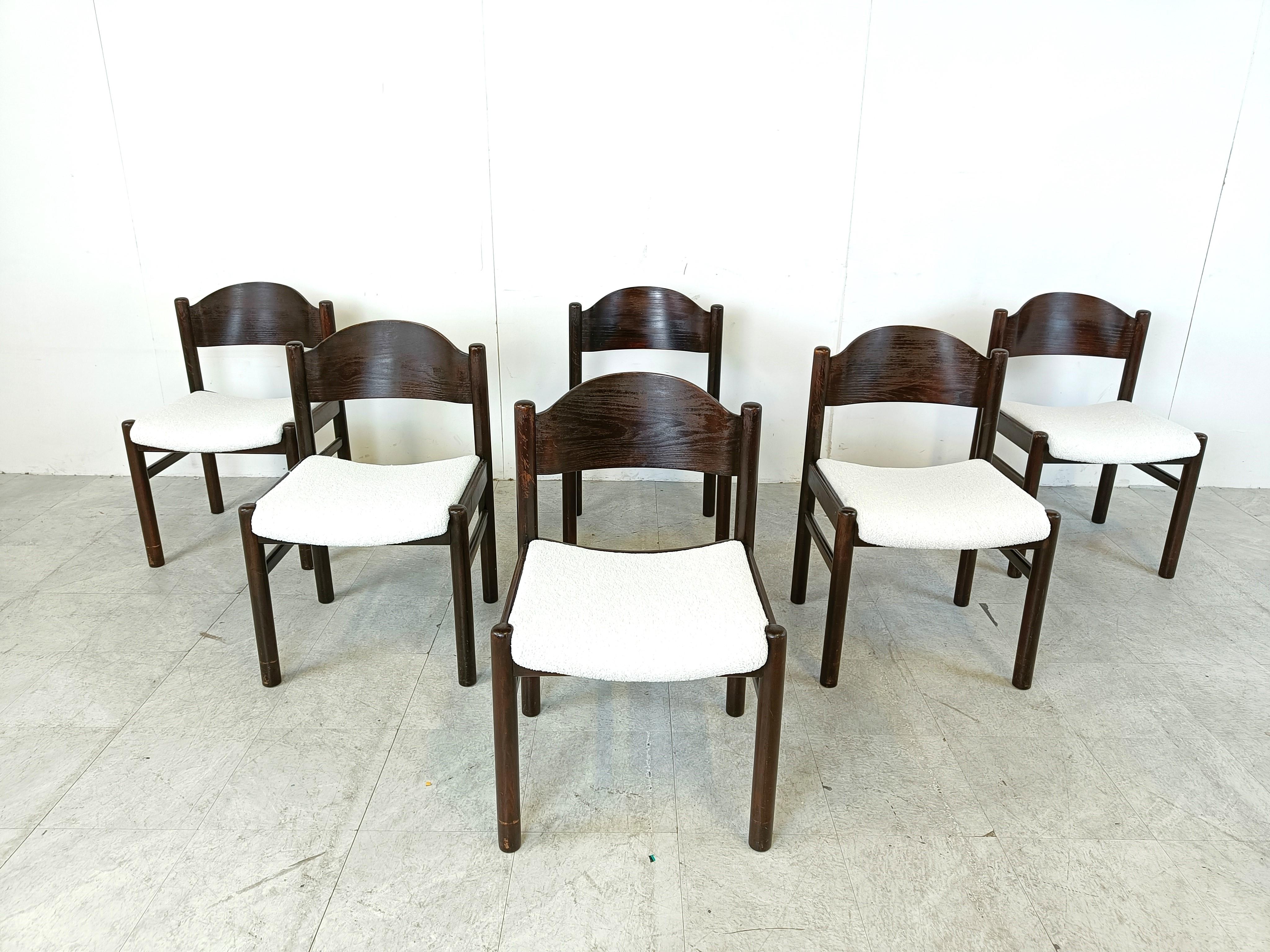 Brutalist Vintage brutalist dining chairs, set of 6 - 1960s For Sale