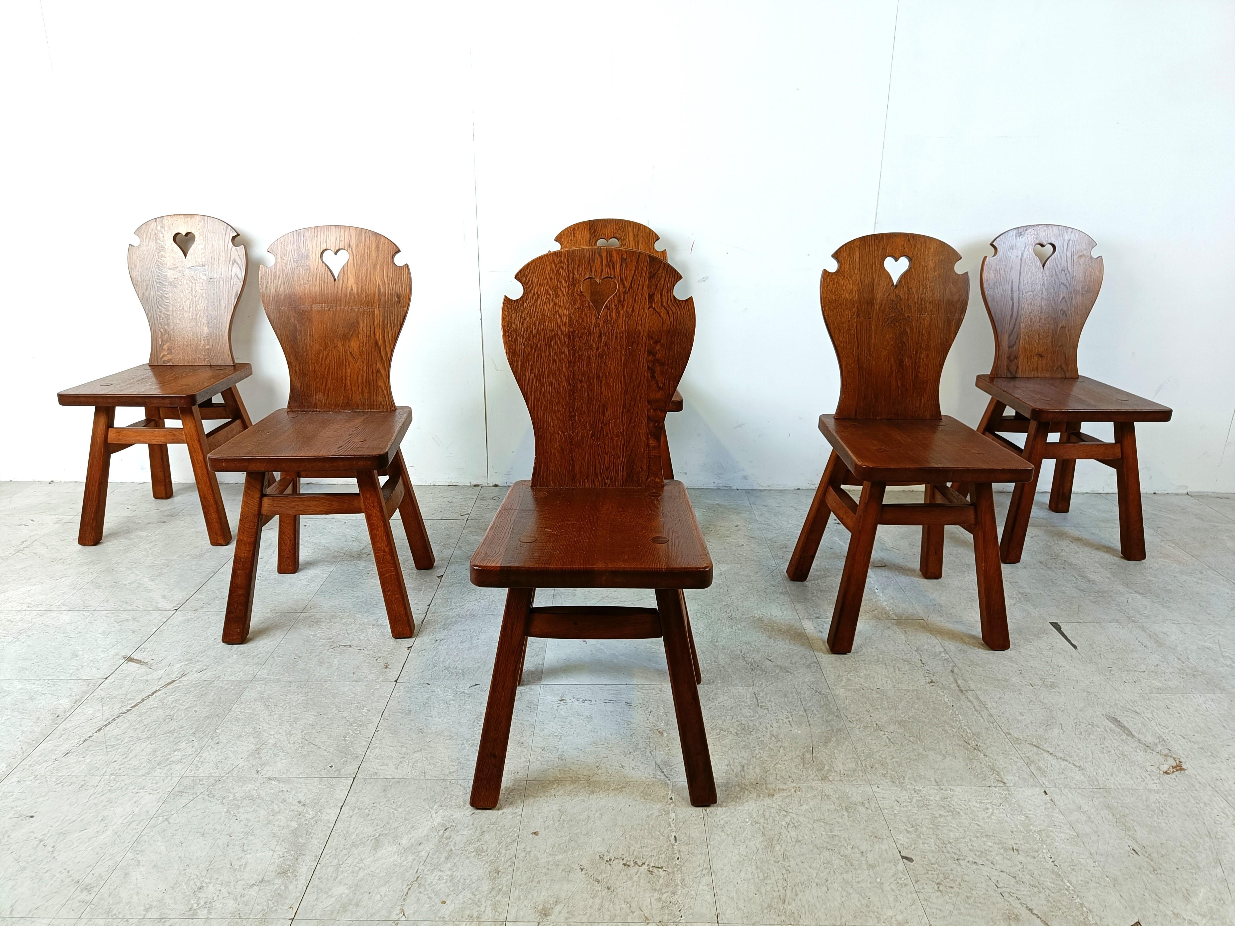 Mid-Century Modern Vintage brutalist dining chairs, set of 6 - 1960s  For Sale