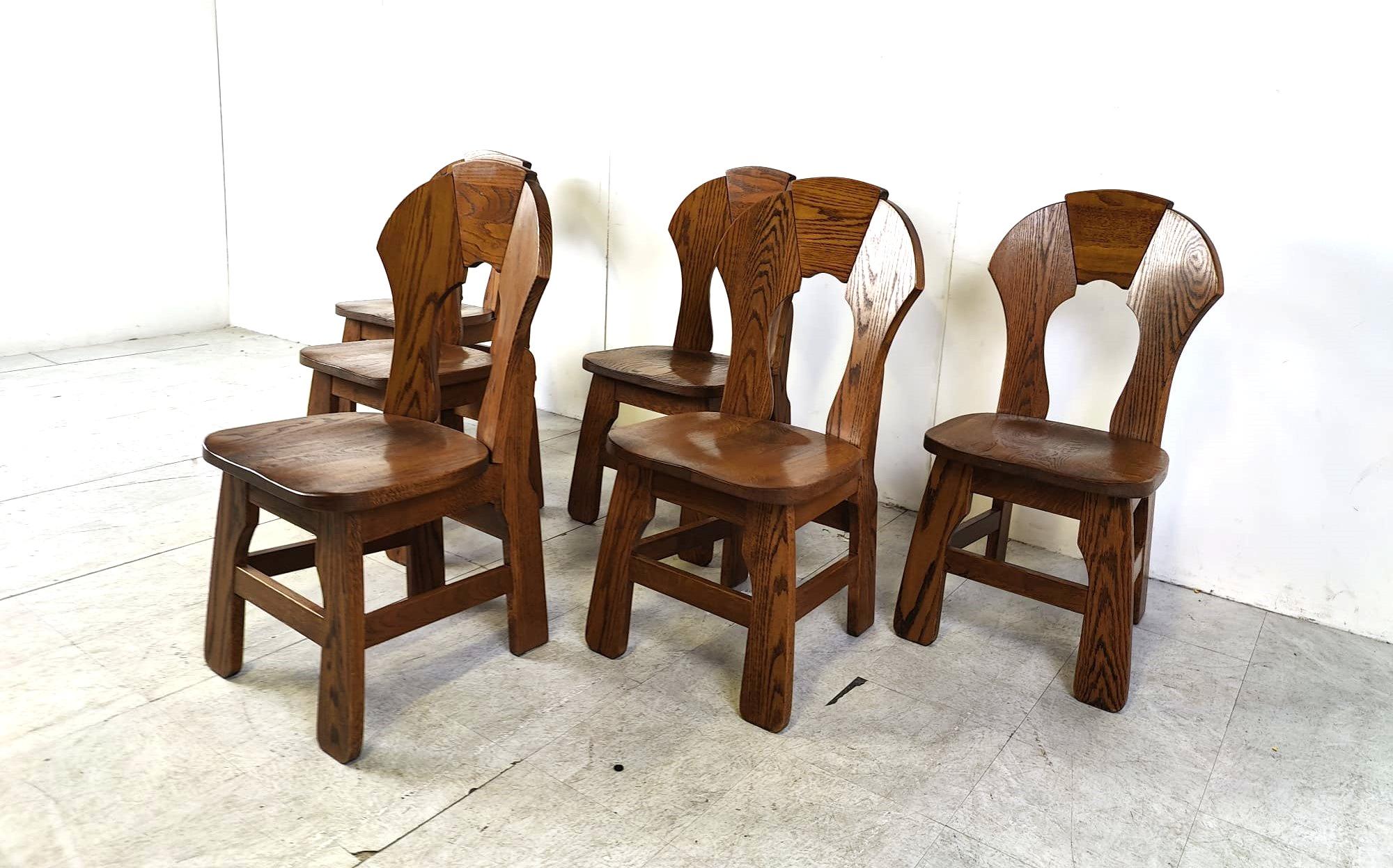 Brutalist Vintage brutalist dining chairs, set of 6 - 1960s  For Sale