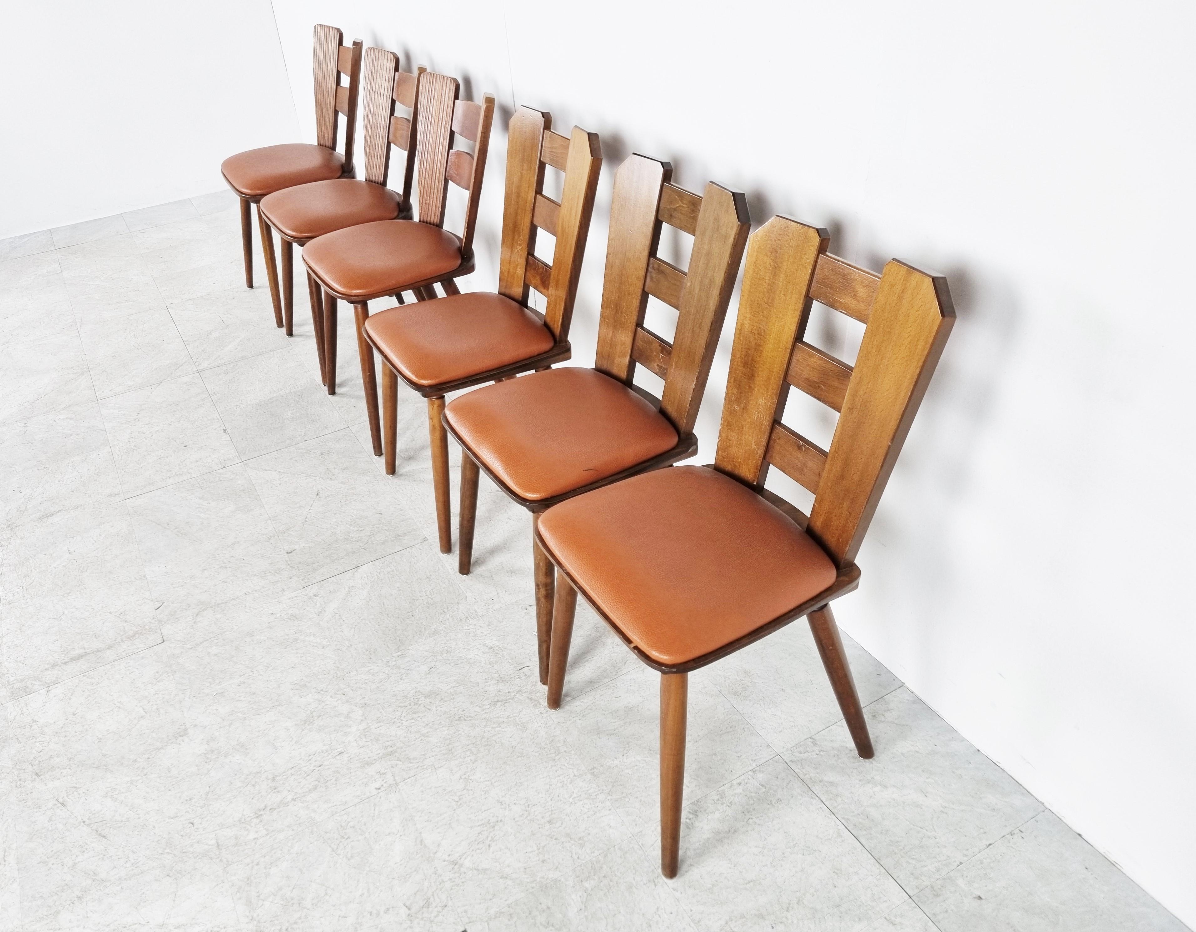 Mid-Century Modern Vintage Brutalist Dining Chairs, Set of 6, 1960s