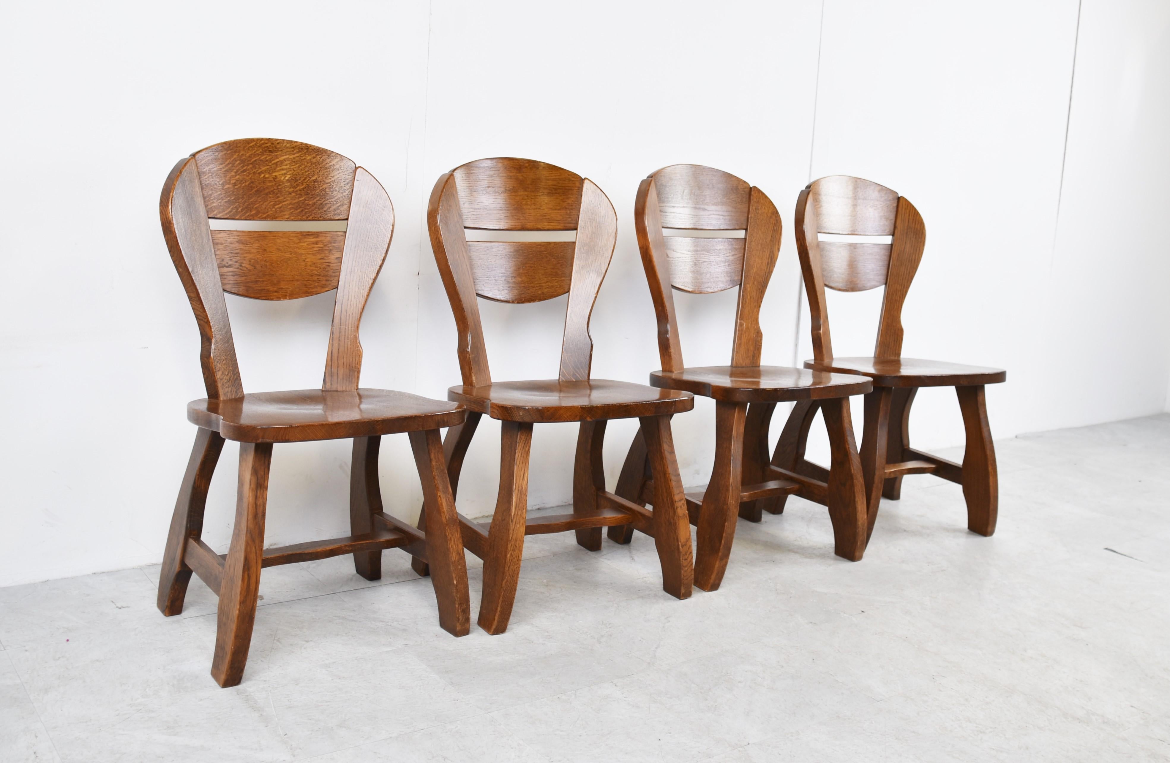 Vintage Brutalist Dining Chairs, Set of 6, 1960s In Good Condition For Sale In HEVERLEE, BE