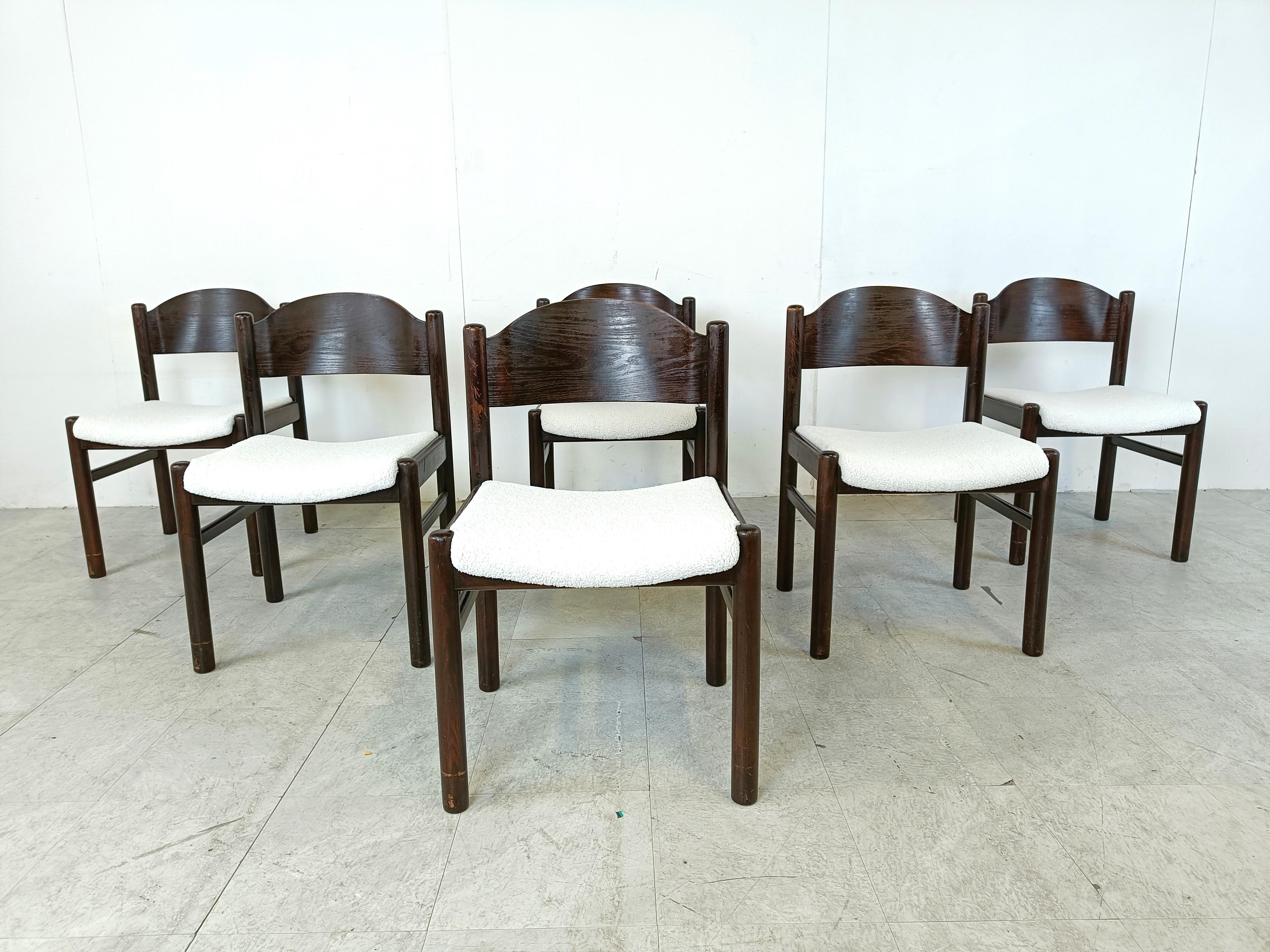 German Vintage brutalist dining chairs, set of 6 - 1960s For Sale