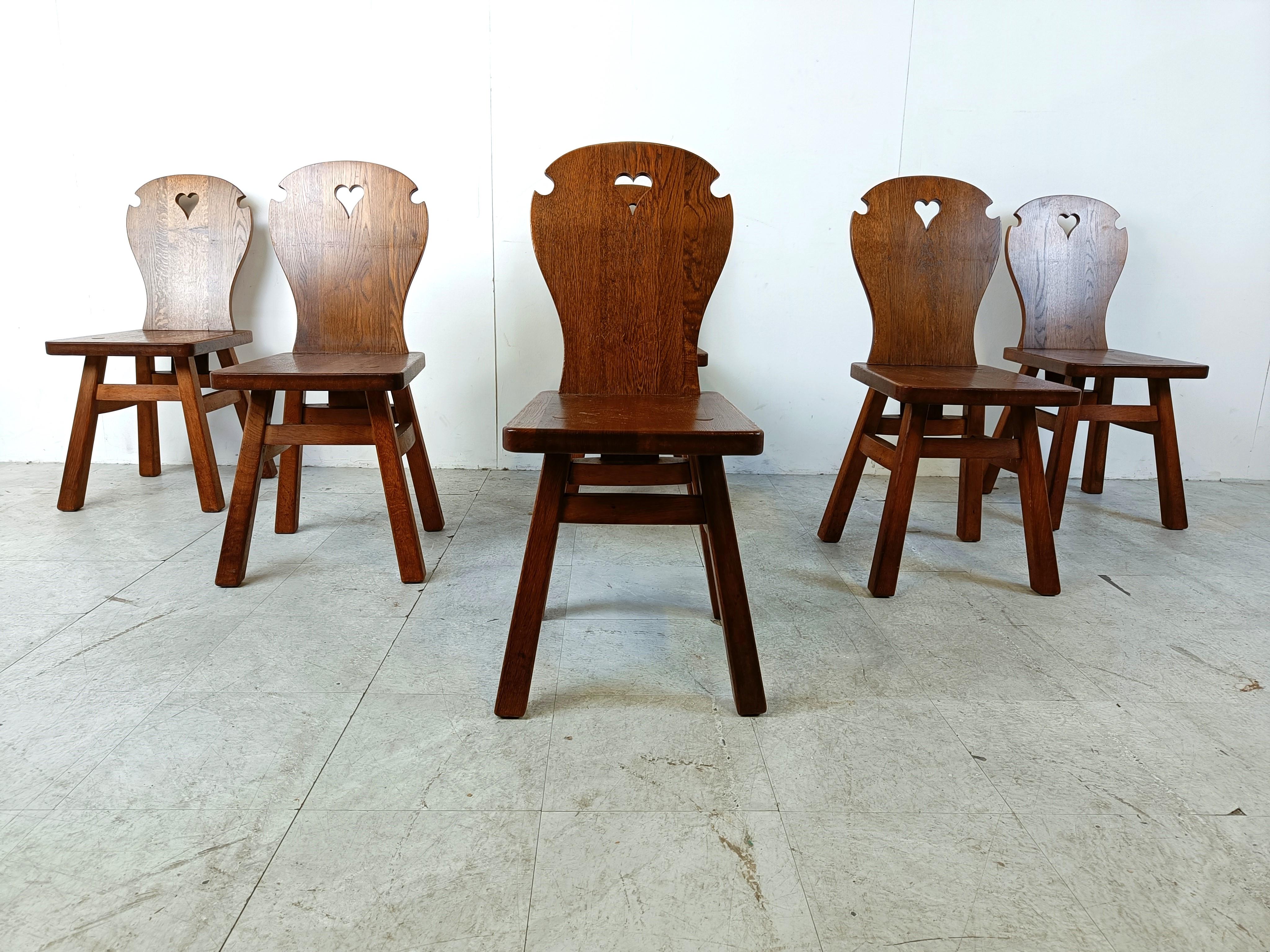 German Vintage brutalist dining chairs, set of 6 - 1960s  For Sale