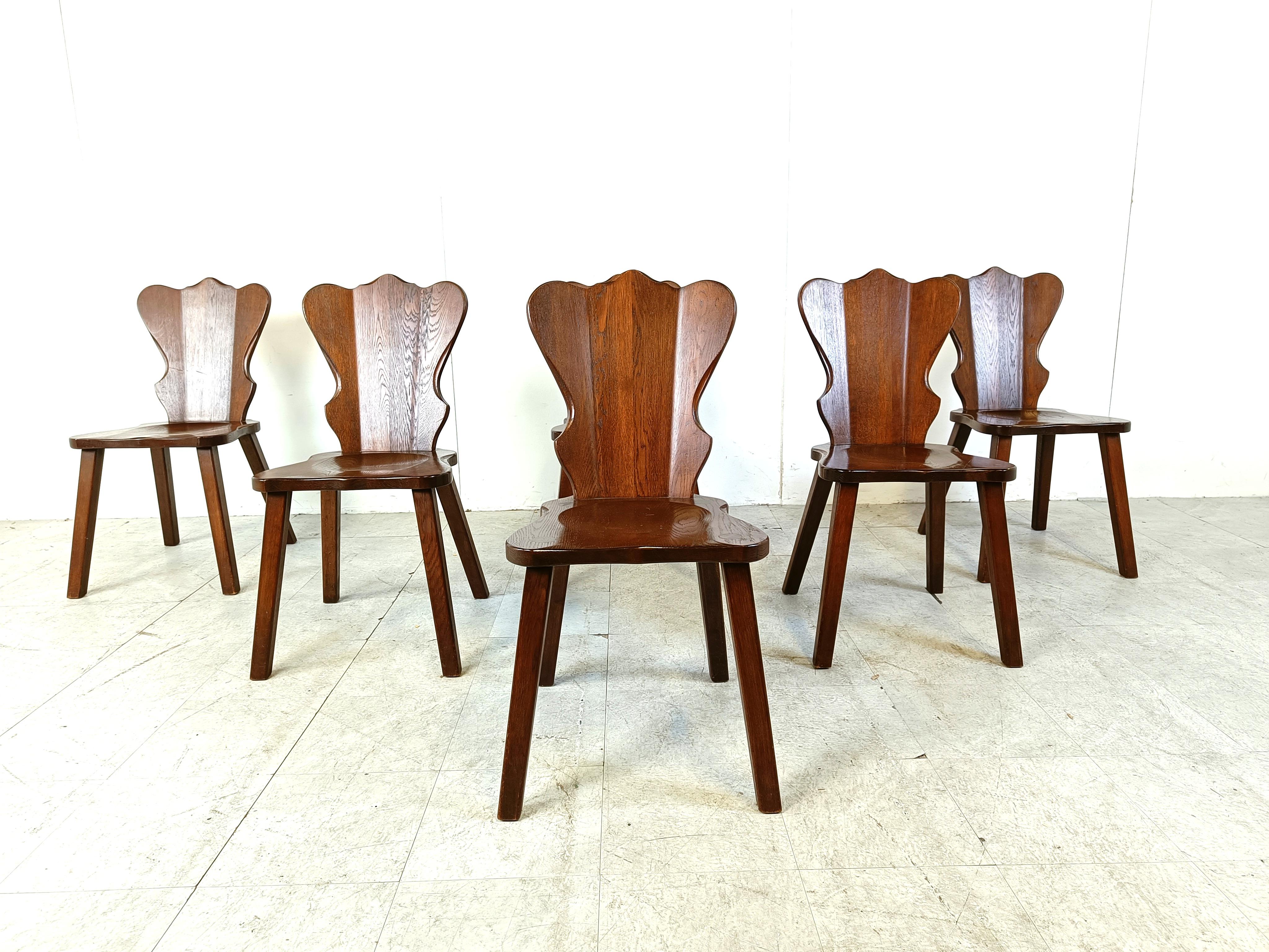Swedish Vintage brutalist dining chairs, set of 6 - 1960s For Sale