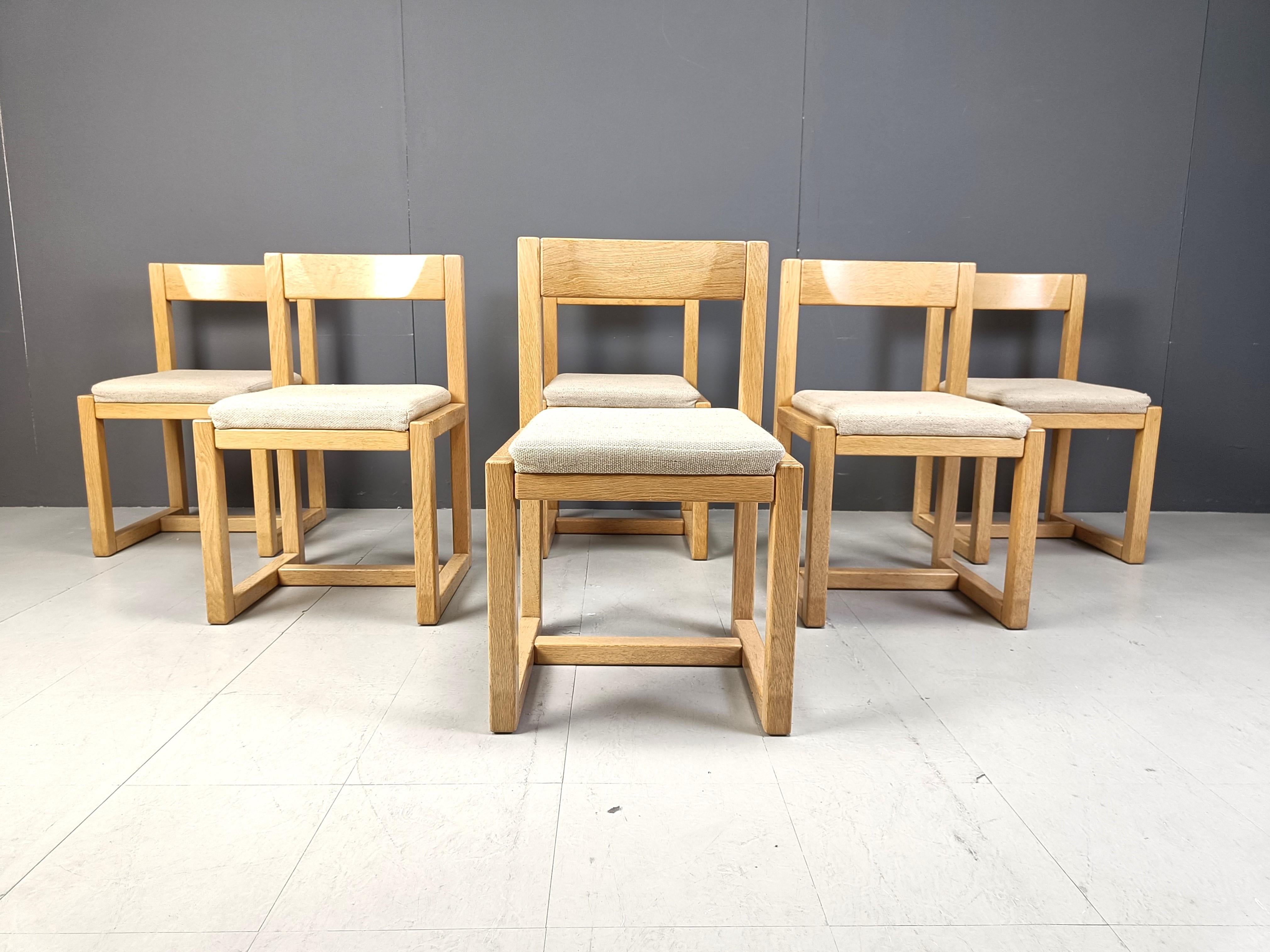 German Vintage brutalist dining chairs, set of 6 - 1960s For Sale