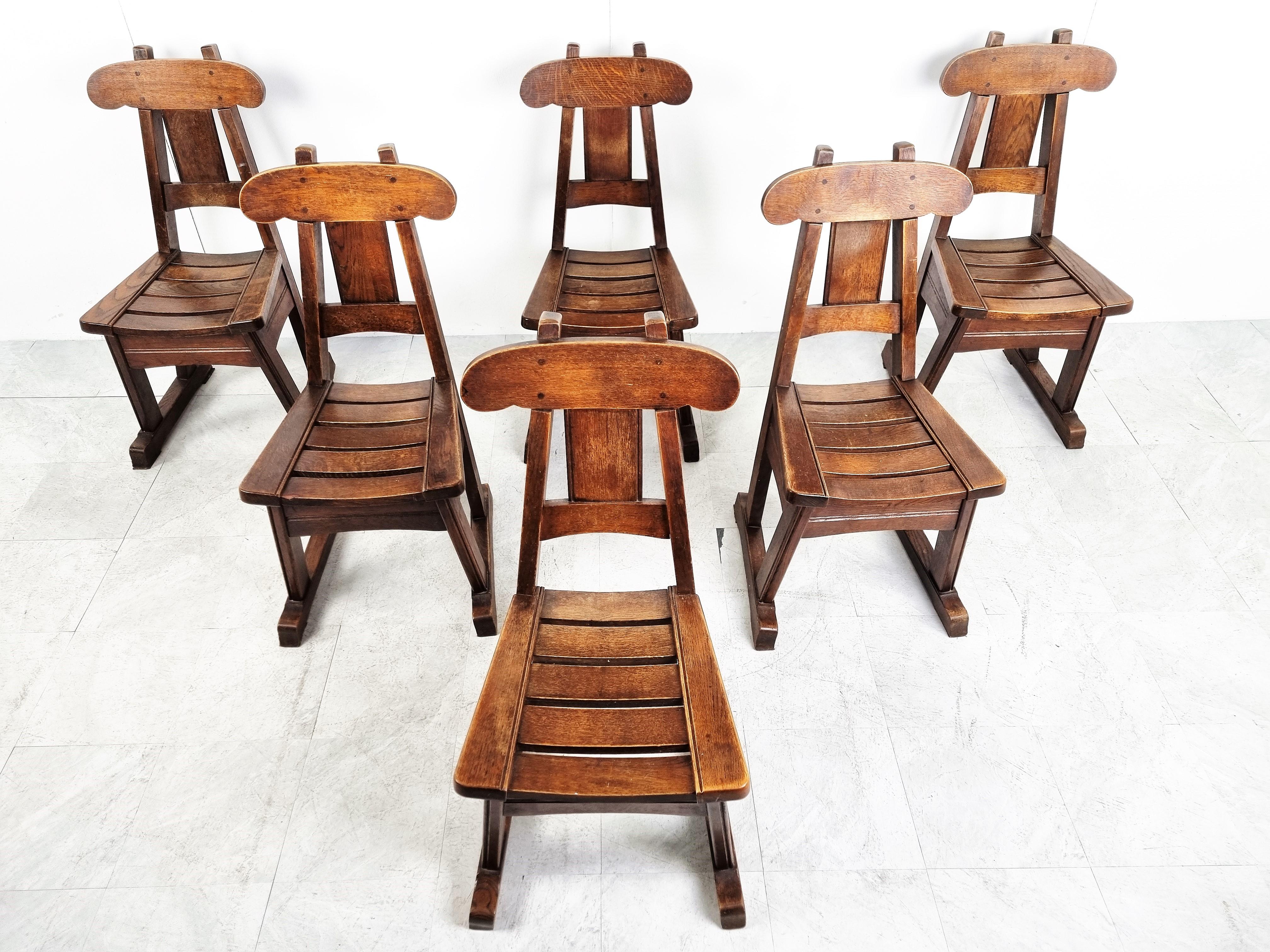 Vintage Brutalist Dining Chairs, Set of 6, 1960s In Good Condition For Sale In HEVERLEE, BE
