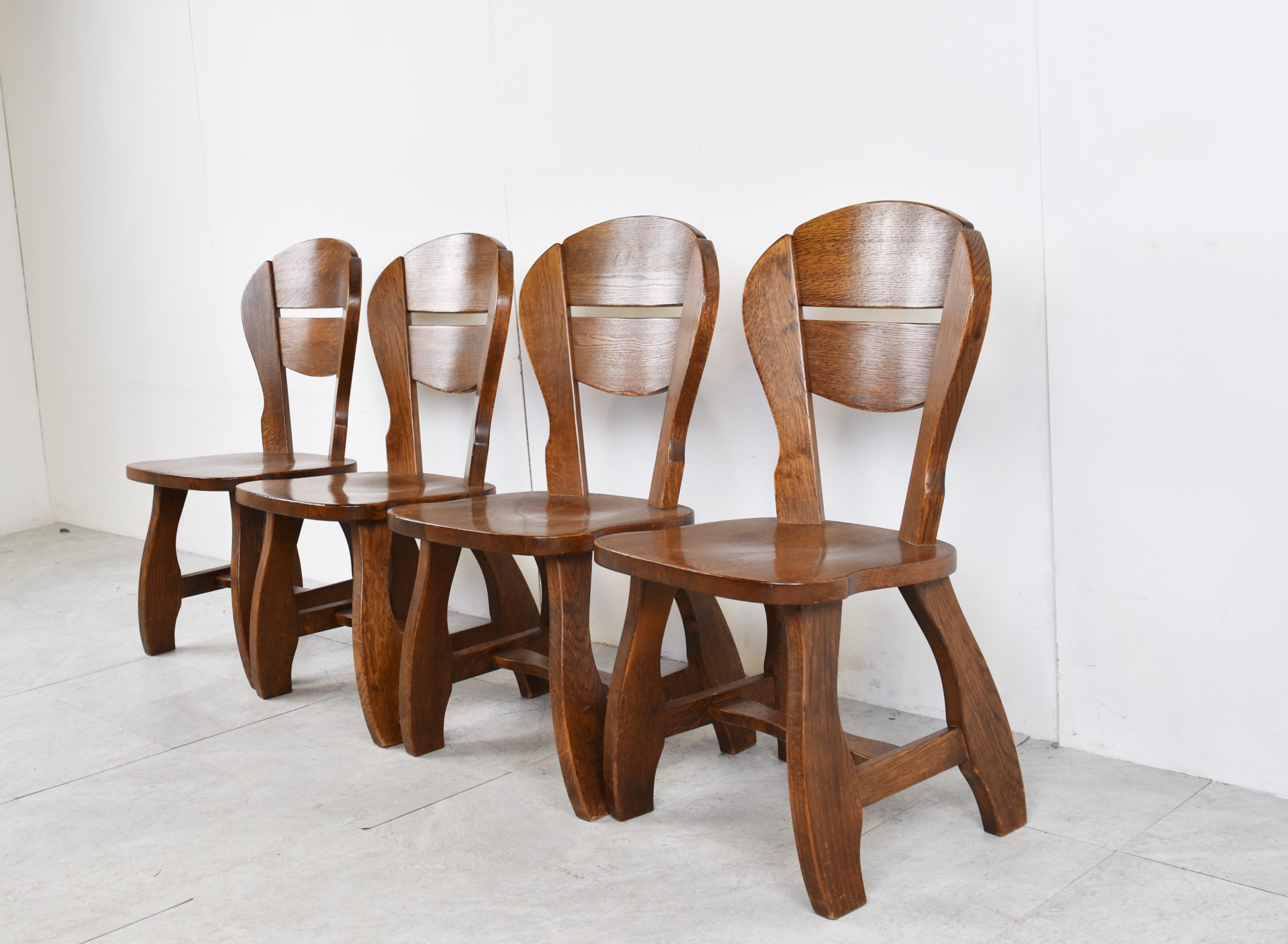 Mid-20th Century Vintage Brutalist Dining Chairs, Set of 6, 1960s For Sale