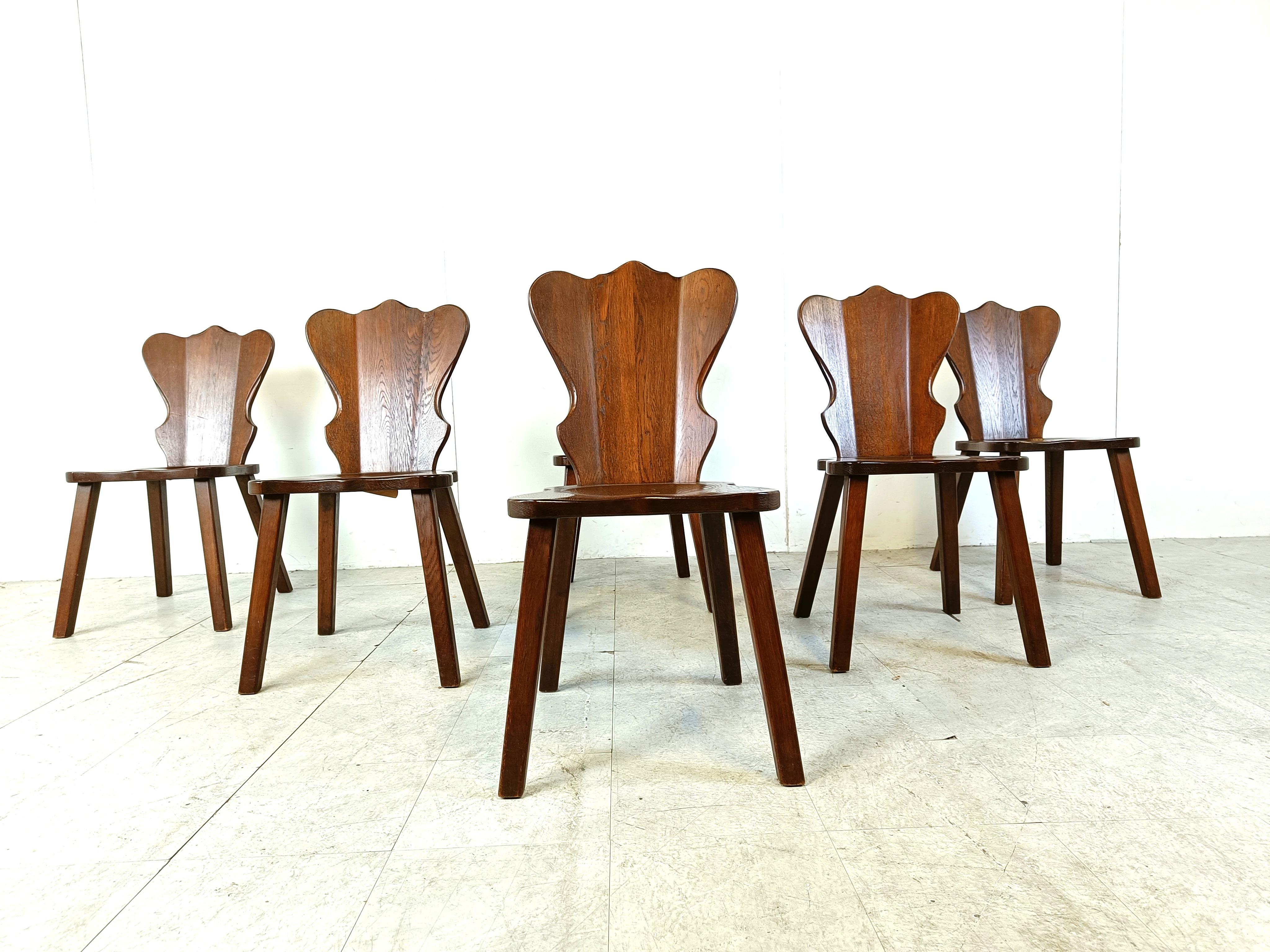 Vintage brutalist dining chairs, set of 6 - 1960s In Good Condition For Sale In HEVERLEE, BE
