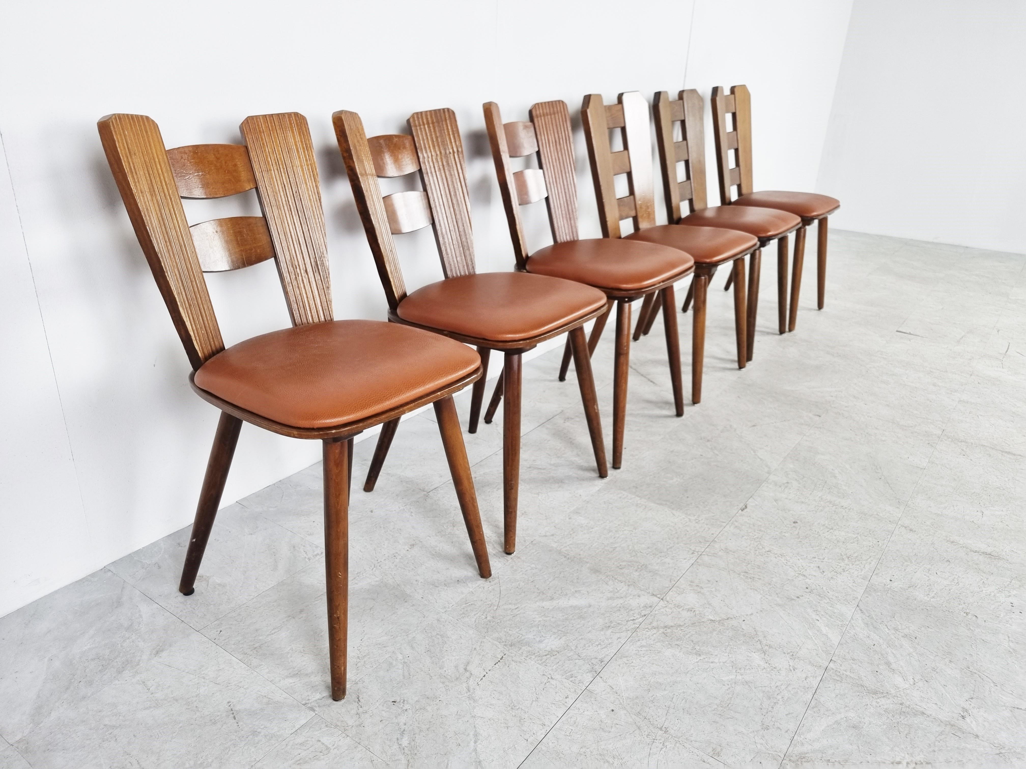 Vintage Brutalist Dining Chairs, Set of 6, 1960s In Good Condition In HEVERLEE, BE