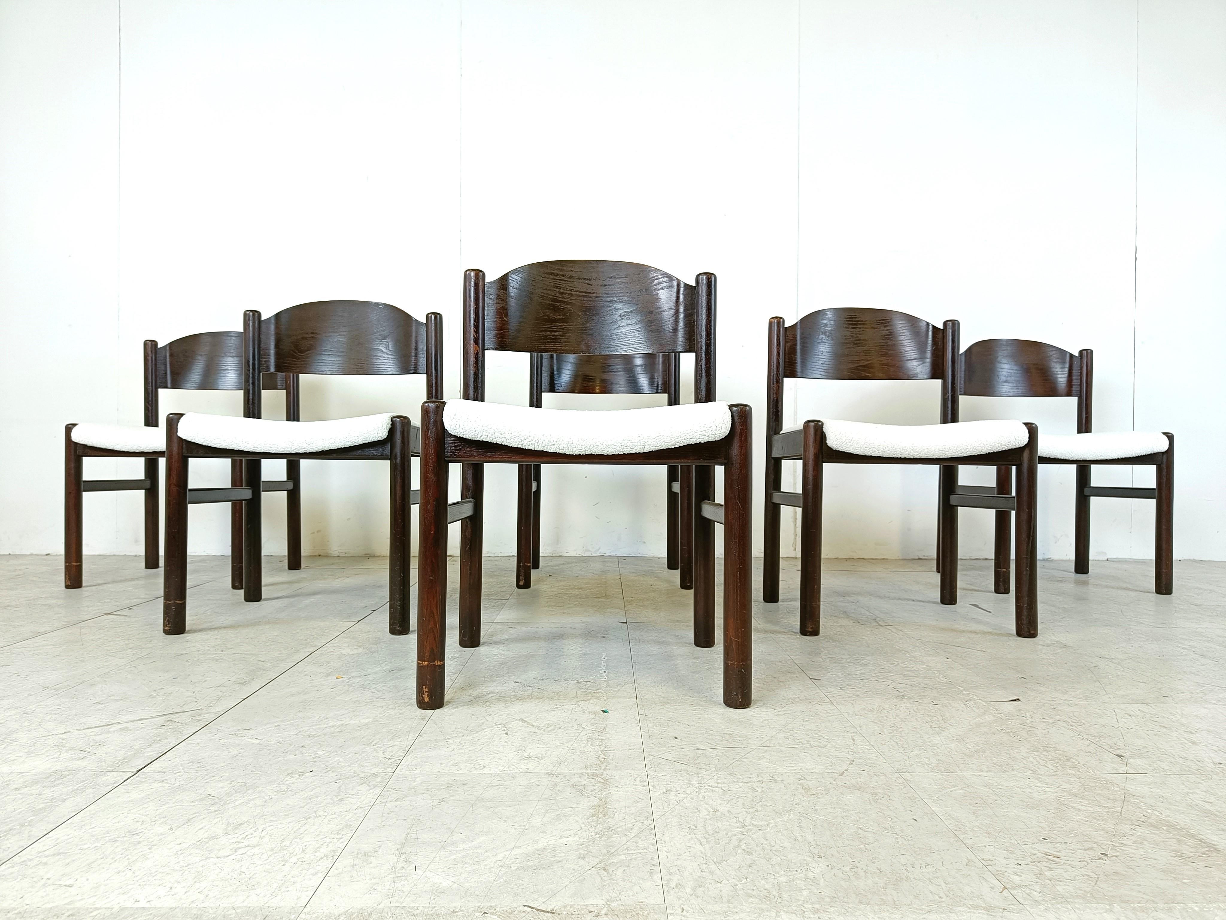 Mid-20th Century Vintage brutalist dining chairs, set of 6 - 1960s For Sale