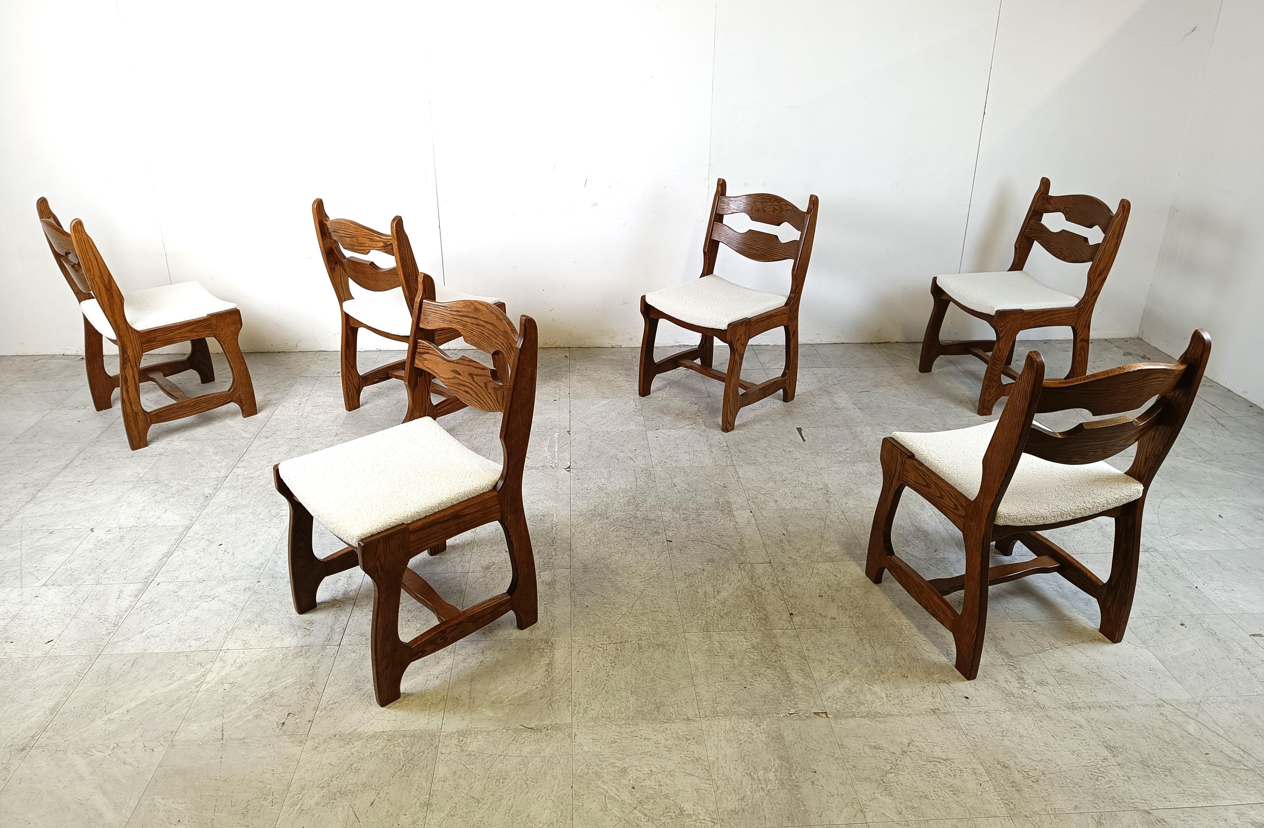 Mid-20th Century Vintage brutalist dining chairs, set of 6 - 1960s 
