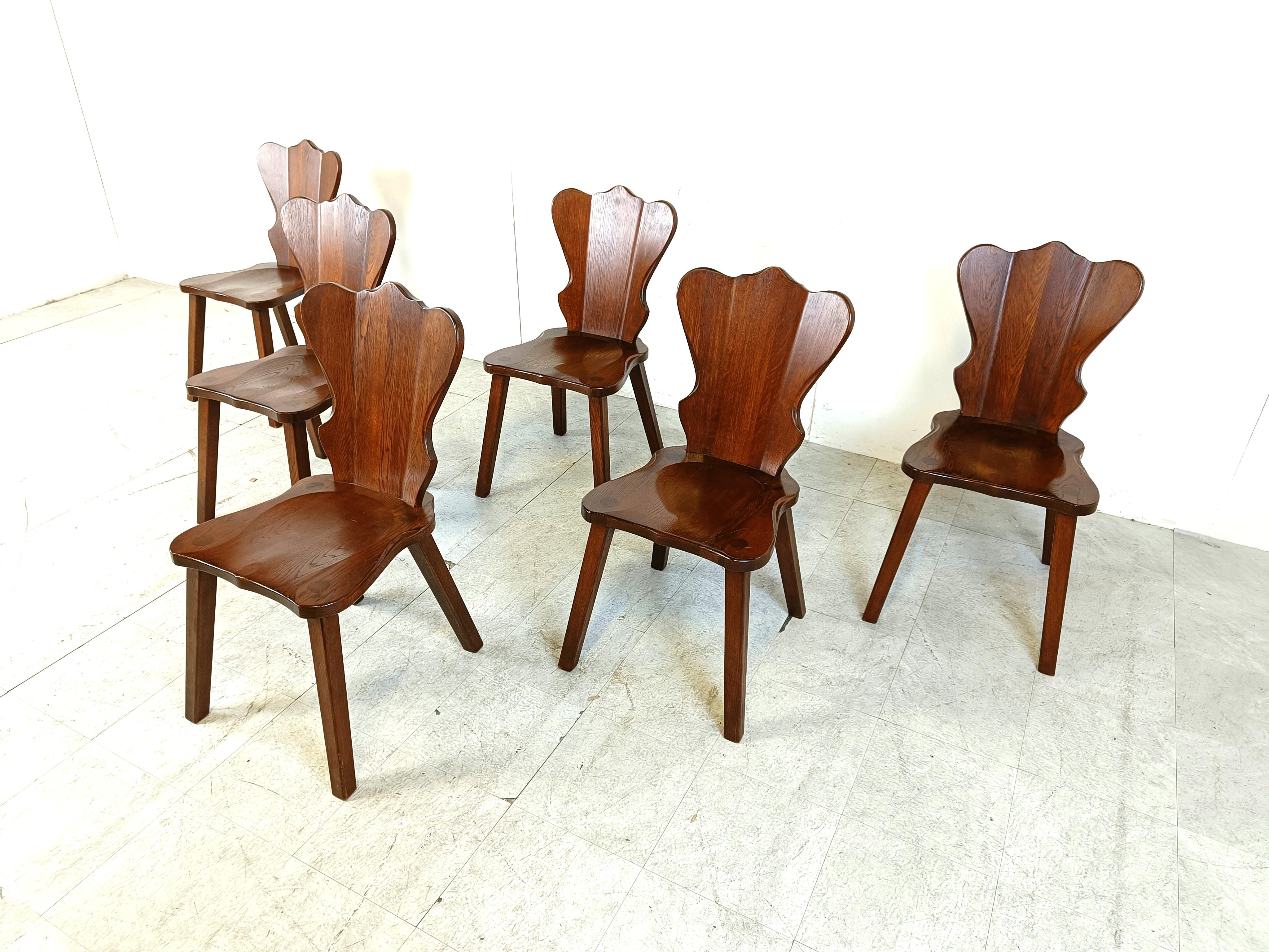 Mid-20th Century Vintage brutalist dining chairs, set of 6 - 1960s For Sale