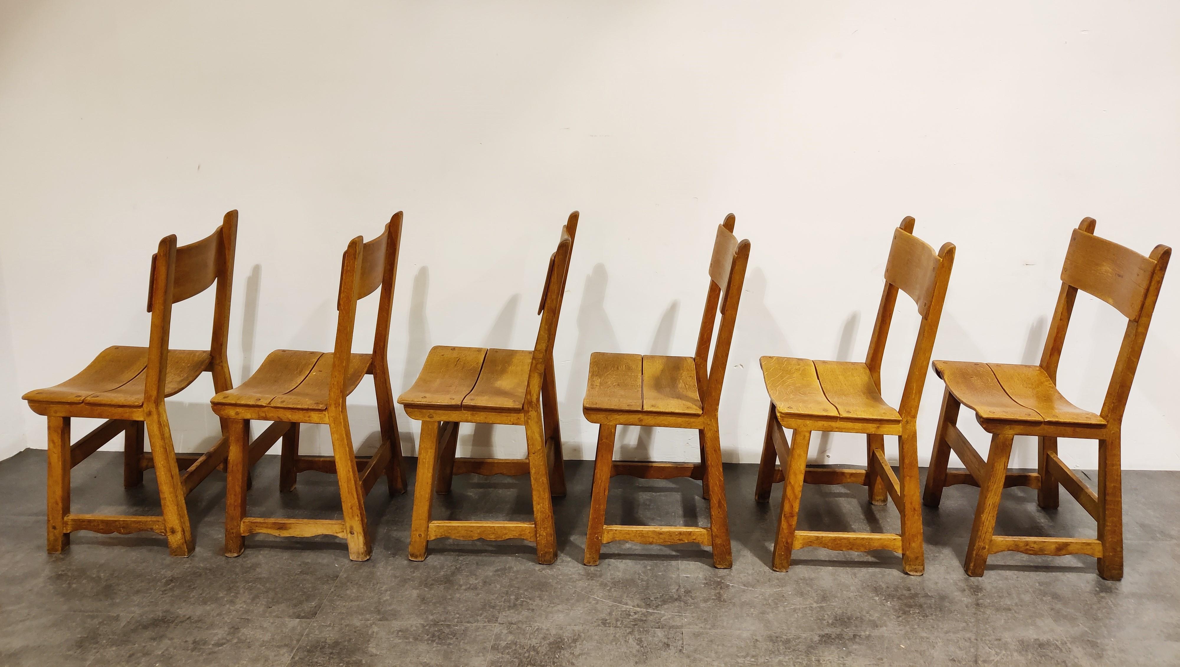 Vintage Brutalist Dining Chairs, Set of 6, 1960s In Good Condition In HEVERLEE, BE
