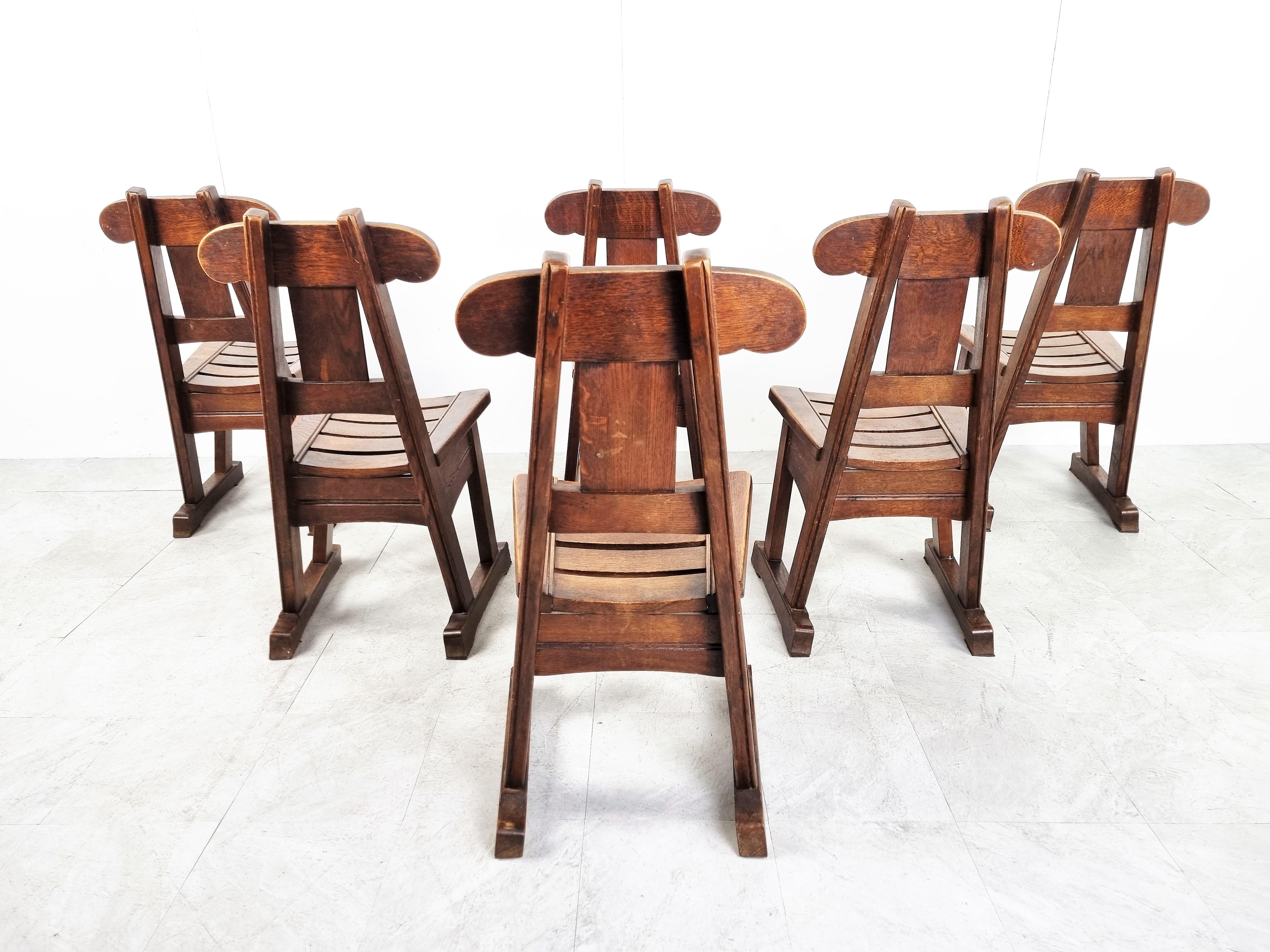 Elm Vintage Brutalist Dining Chairs, Set of 6, 1960s For Sale