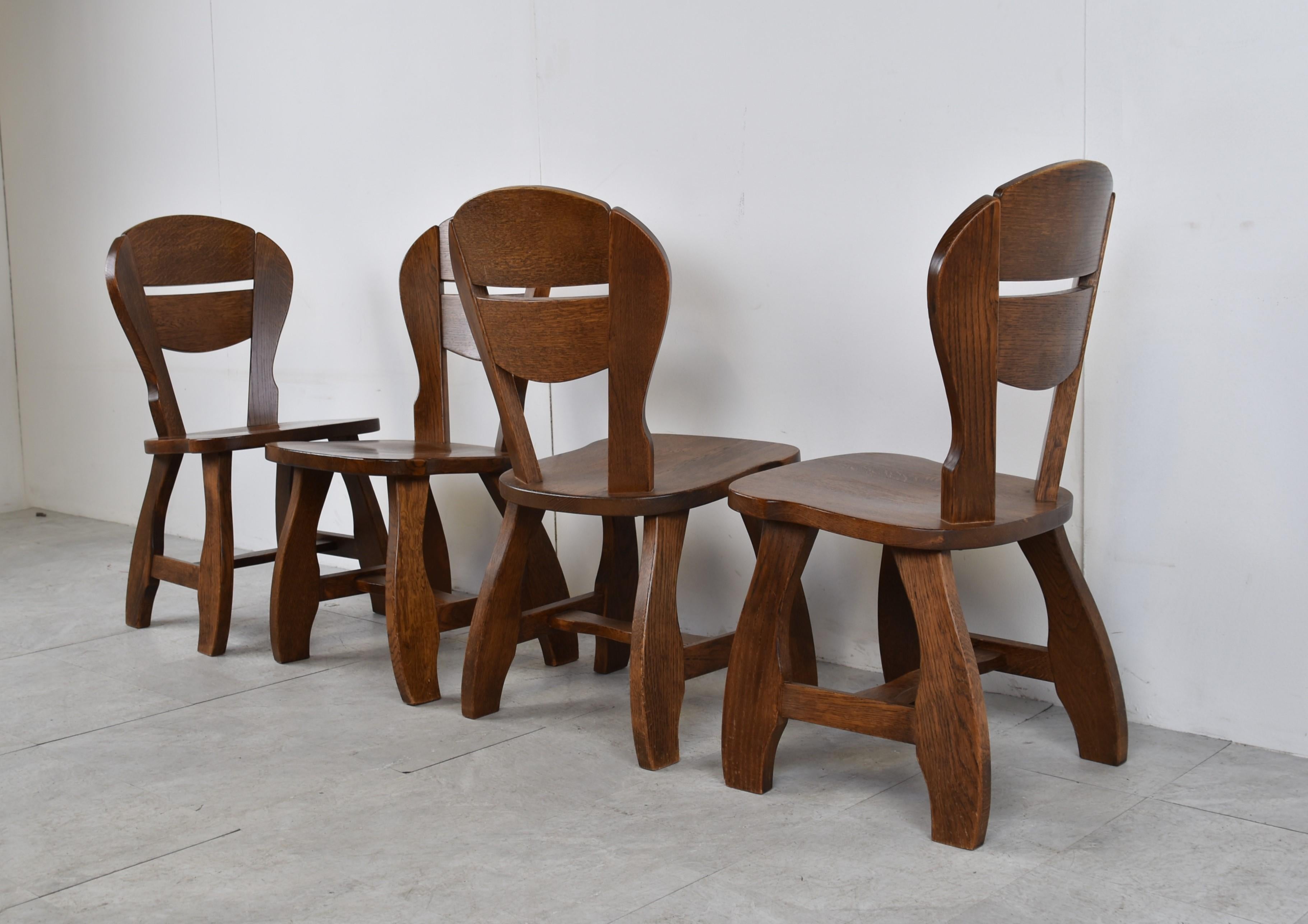Vintage Brutalist Dining Chairs, Set of 6, 1960s For Sale 1