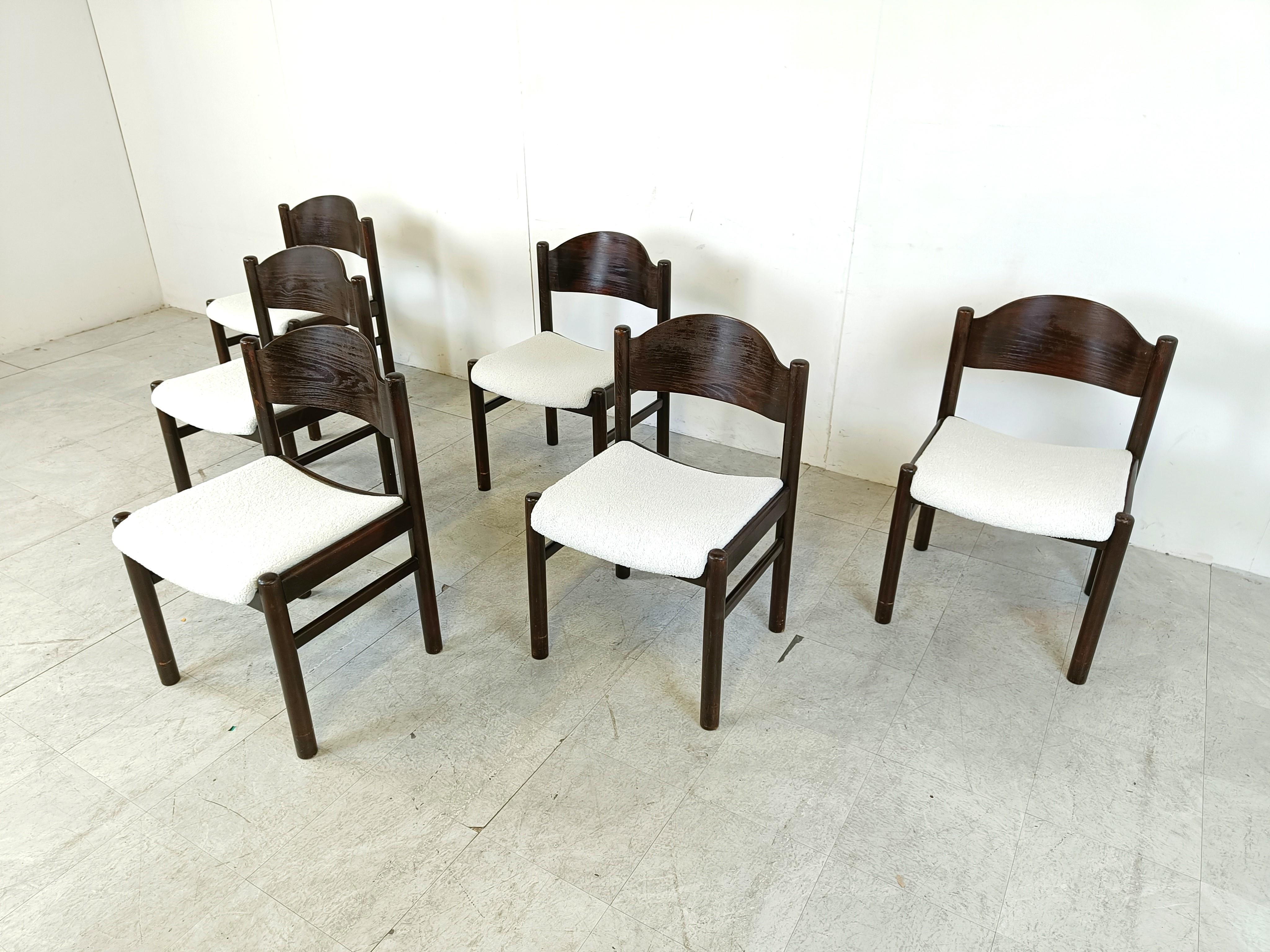 Bouclé Vintage brutalist dining chairs, set of 6 - 1960s