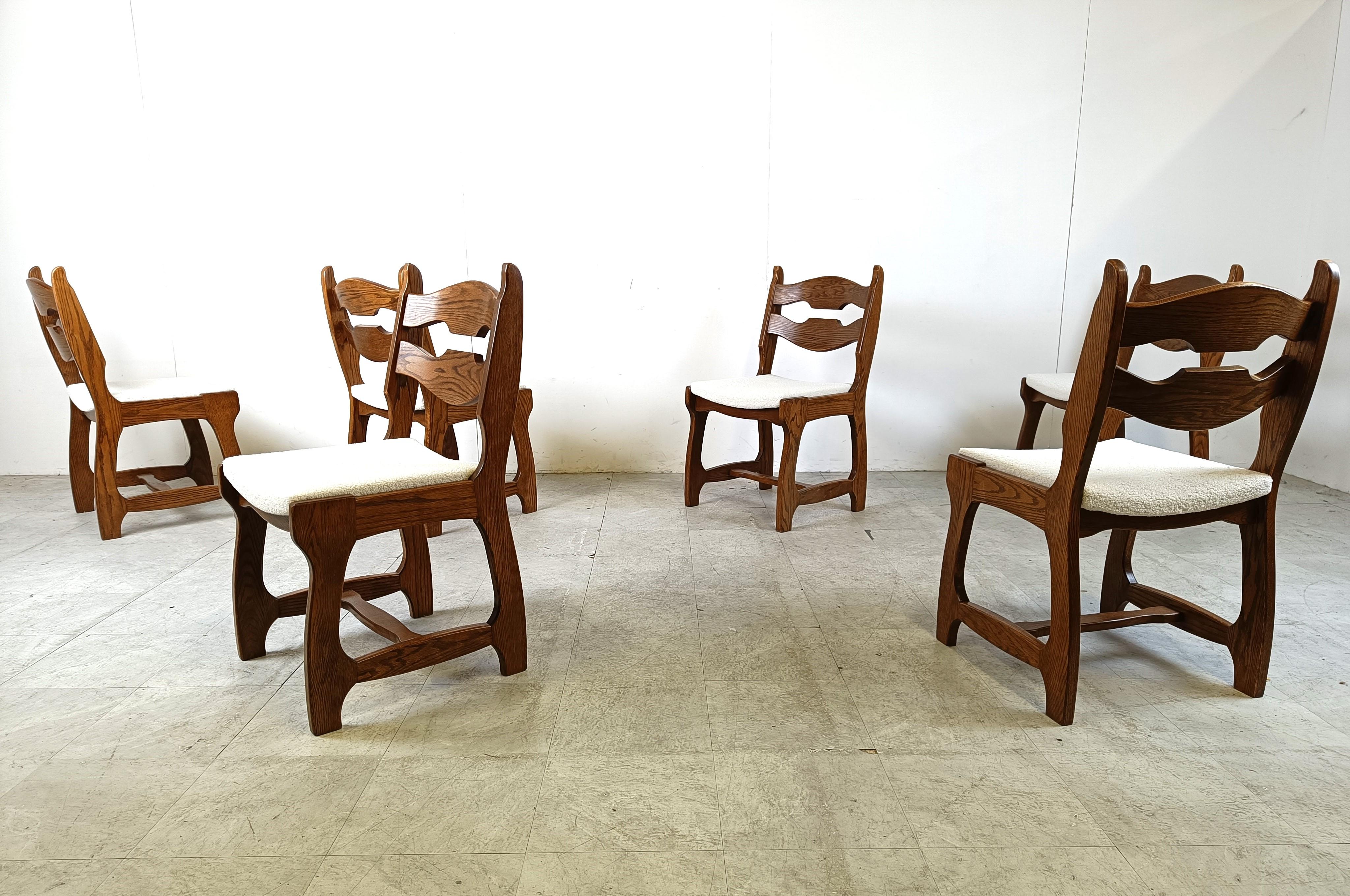 Fabric Vintage brutalist dining chairs, set of 6 - 1960s 