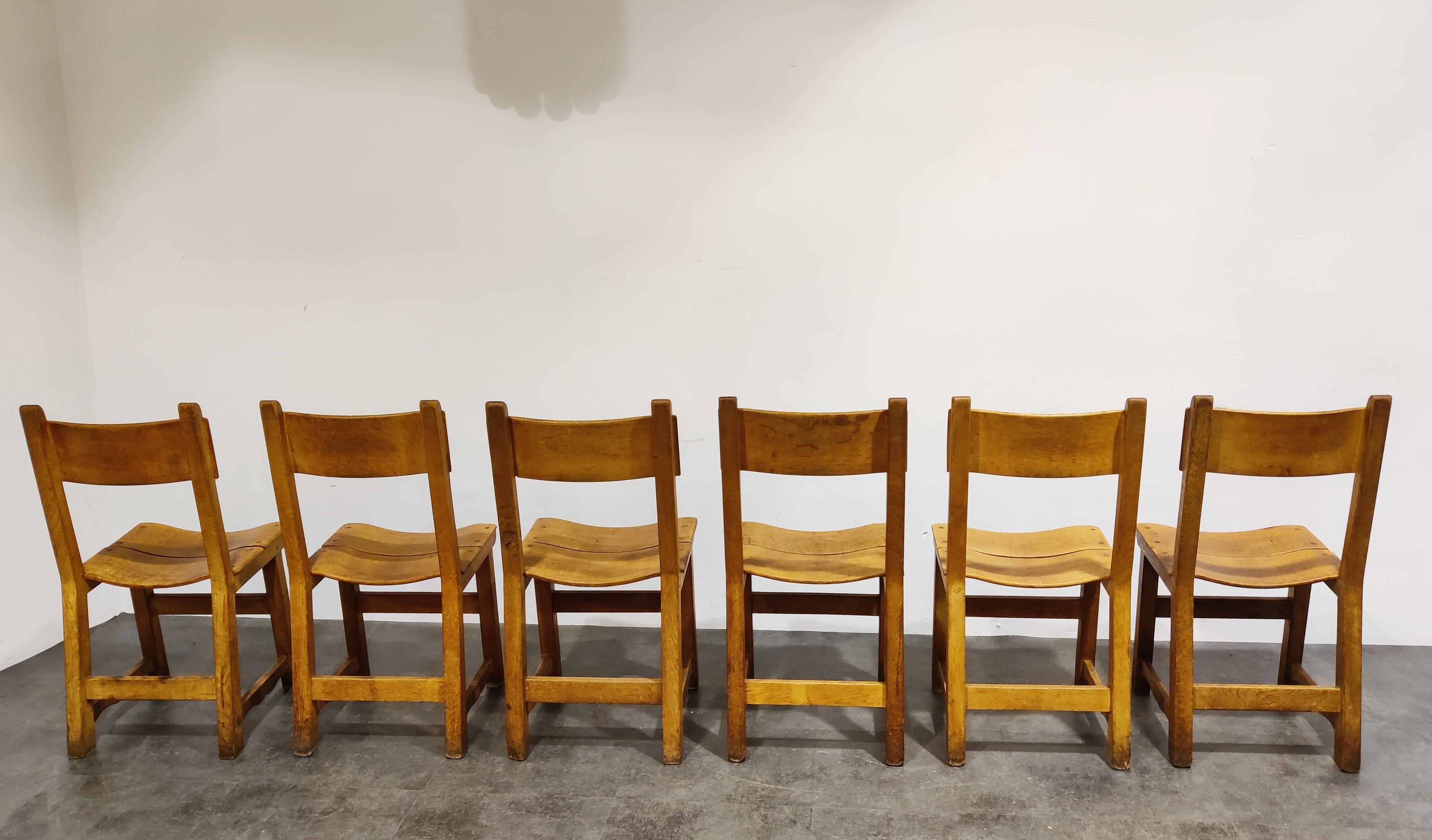 Mid-20th Century Vintage Brutalist Dining Chairs, Set of 6, 1960s