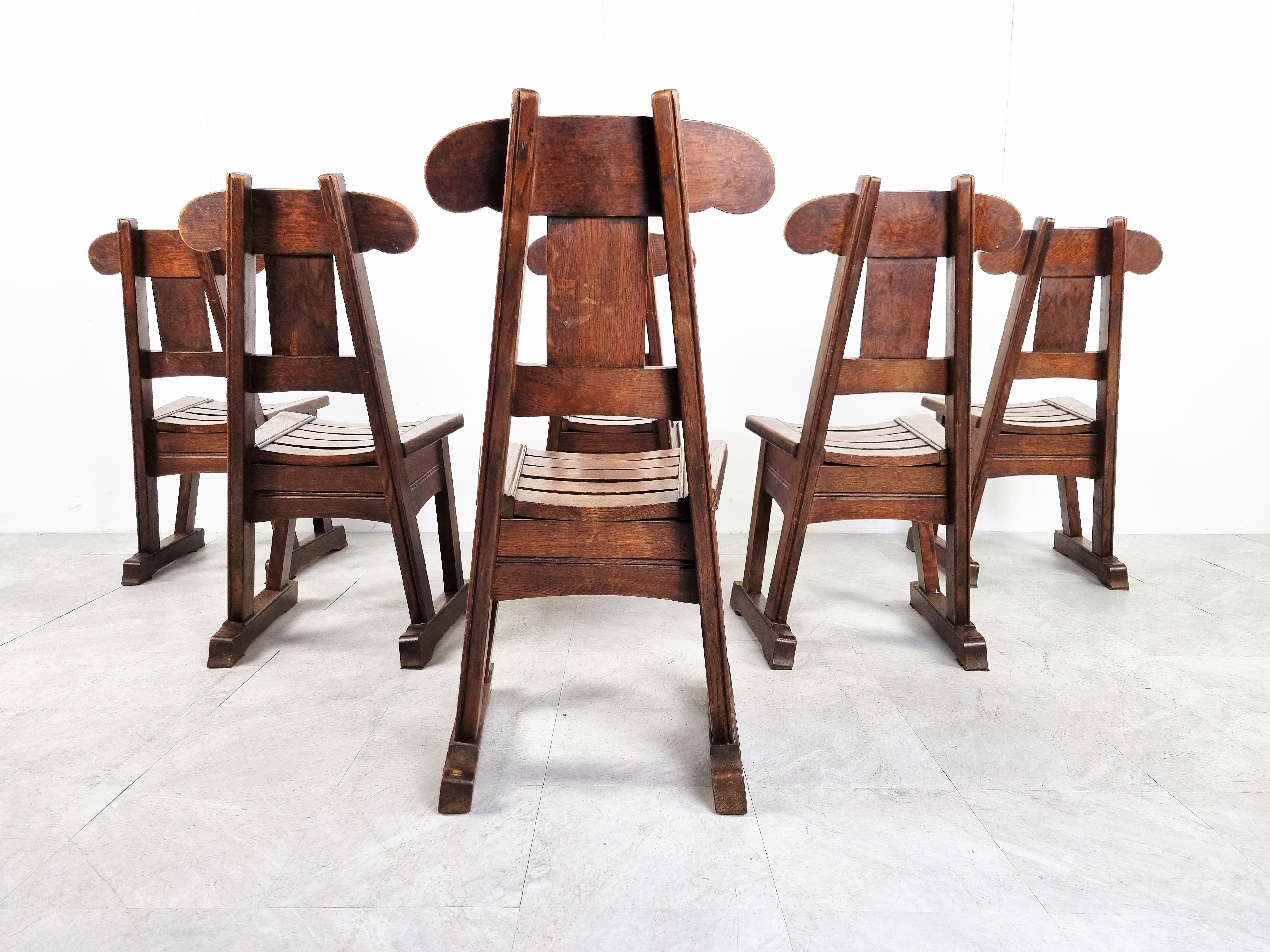 Vintage Brutalist Dining Chairs, Set of 6, 1960s For Sale 1