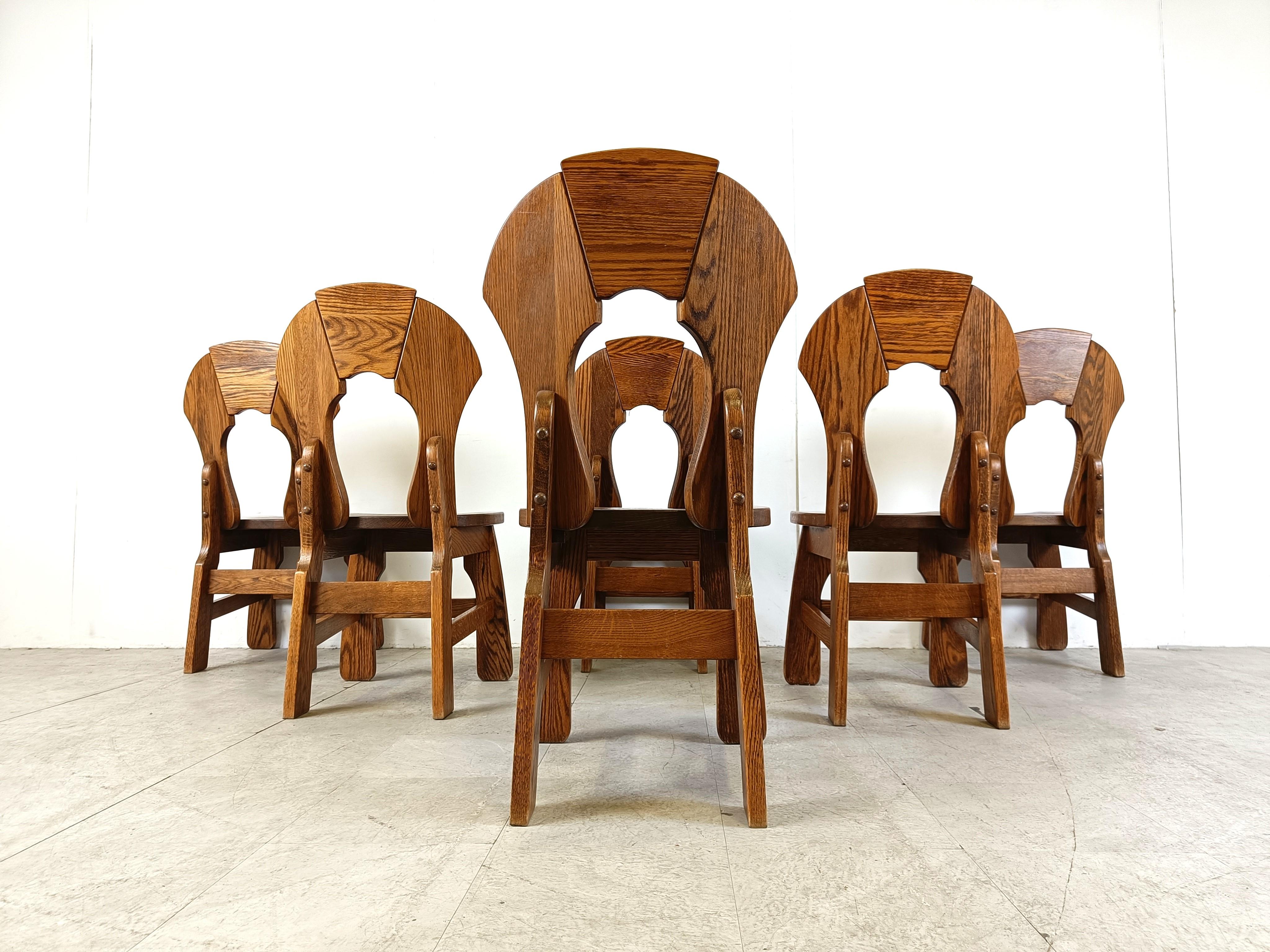 Vintage-Esszimmerstühle im Stil des Brutalismus, 6er-Set, 1960er Jahre im Angebot 2