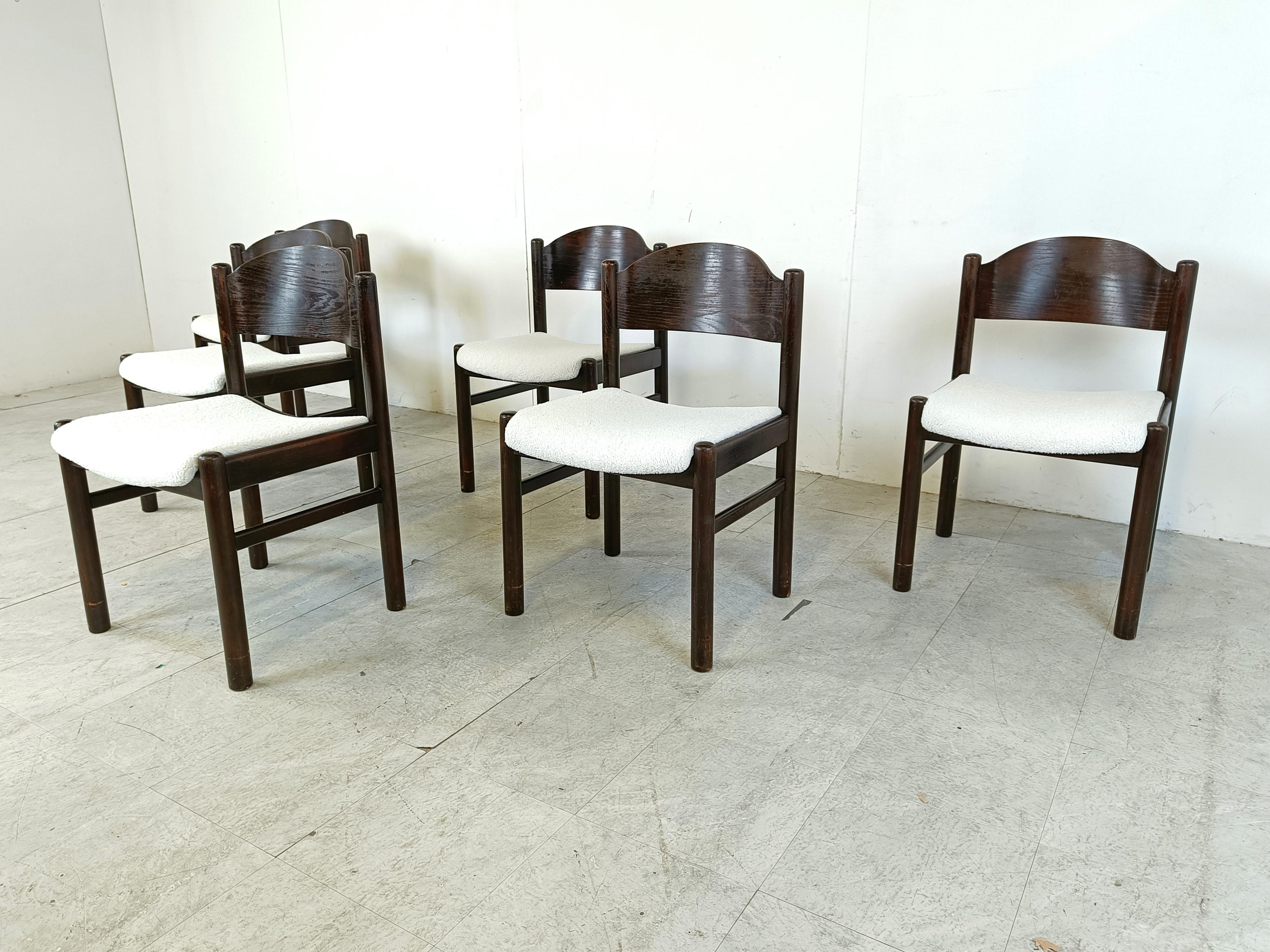 Vintage brutalist dining chairs, set of 6 - 1960s 1