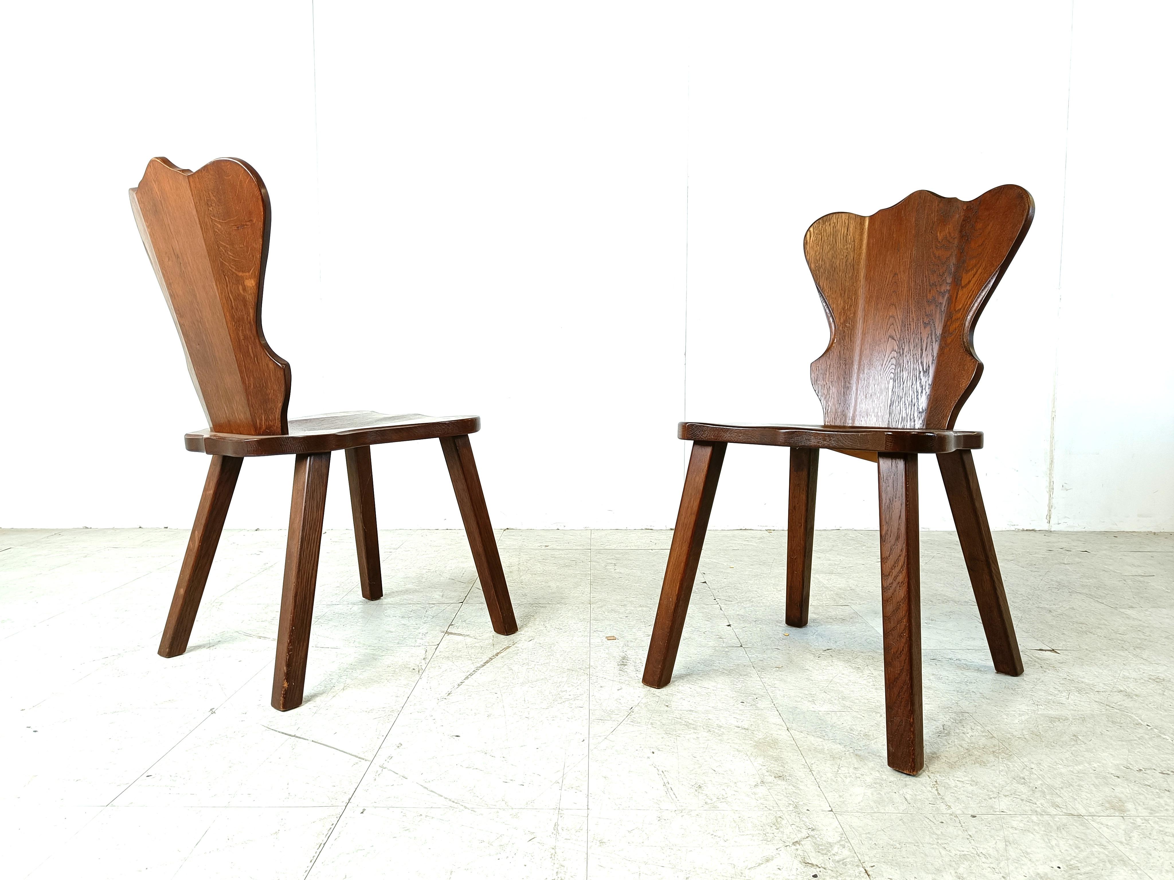 Vintage brutalist dining chairs, set of 6 - 1960s For Sale 1