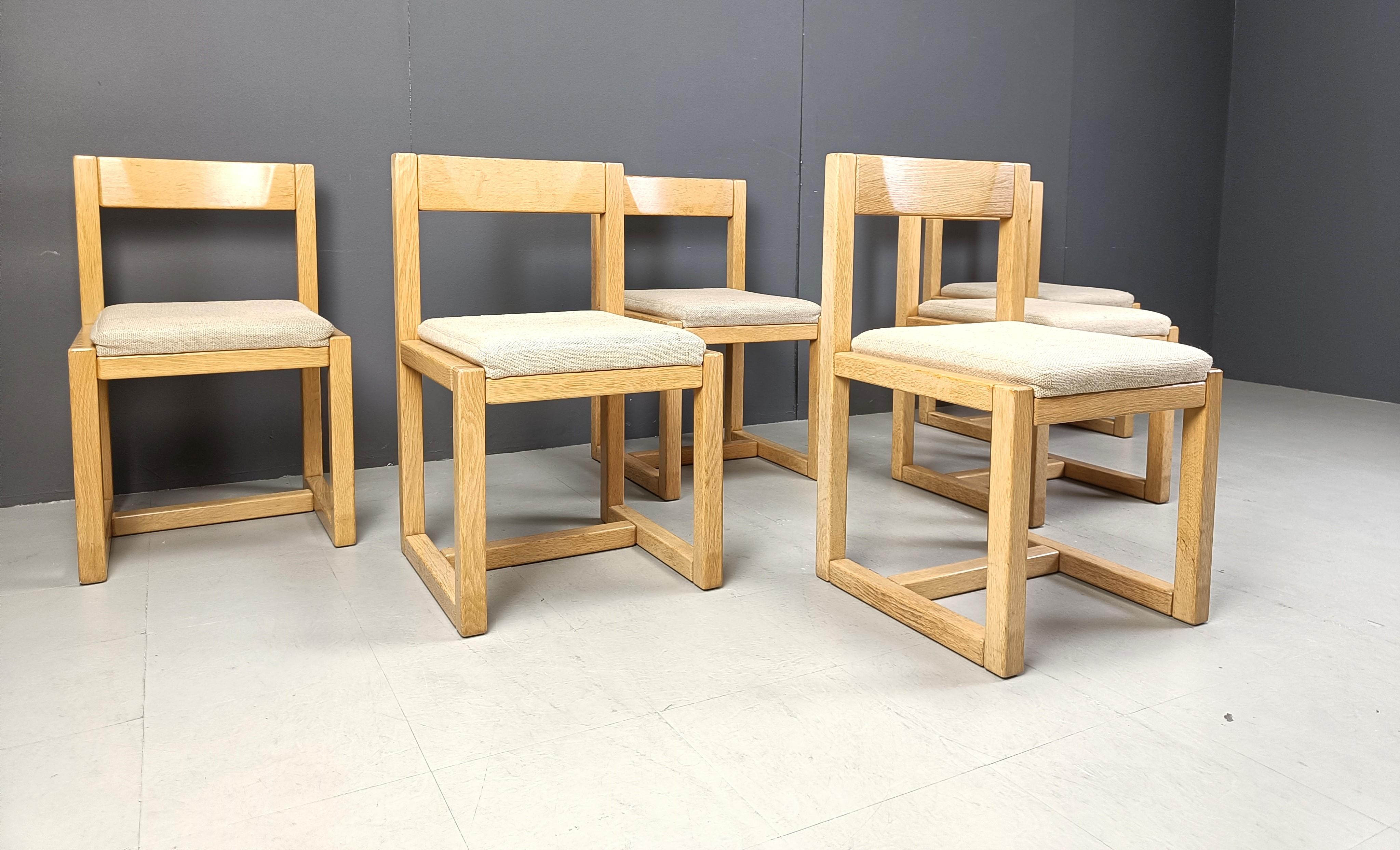 Vintage brutalist dining chairs, set of 6 - 1960s For Sale 1