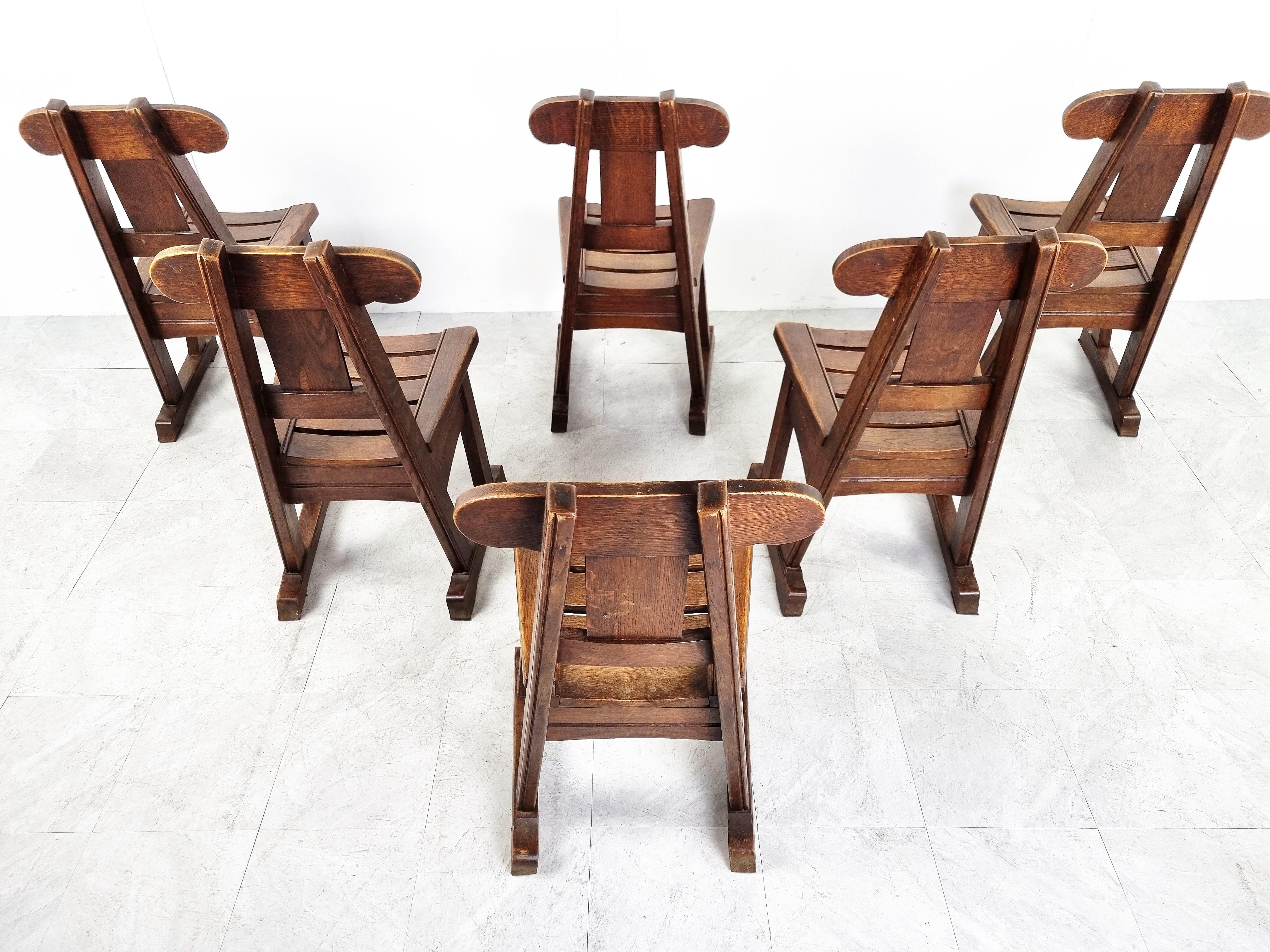 Vintage Brutalist Dining Chairs, Set of 6, 1960s For Sale 2