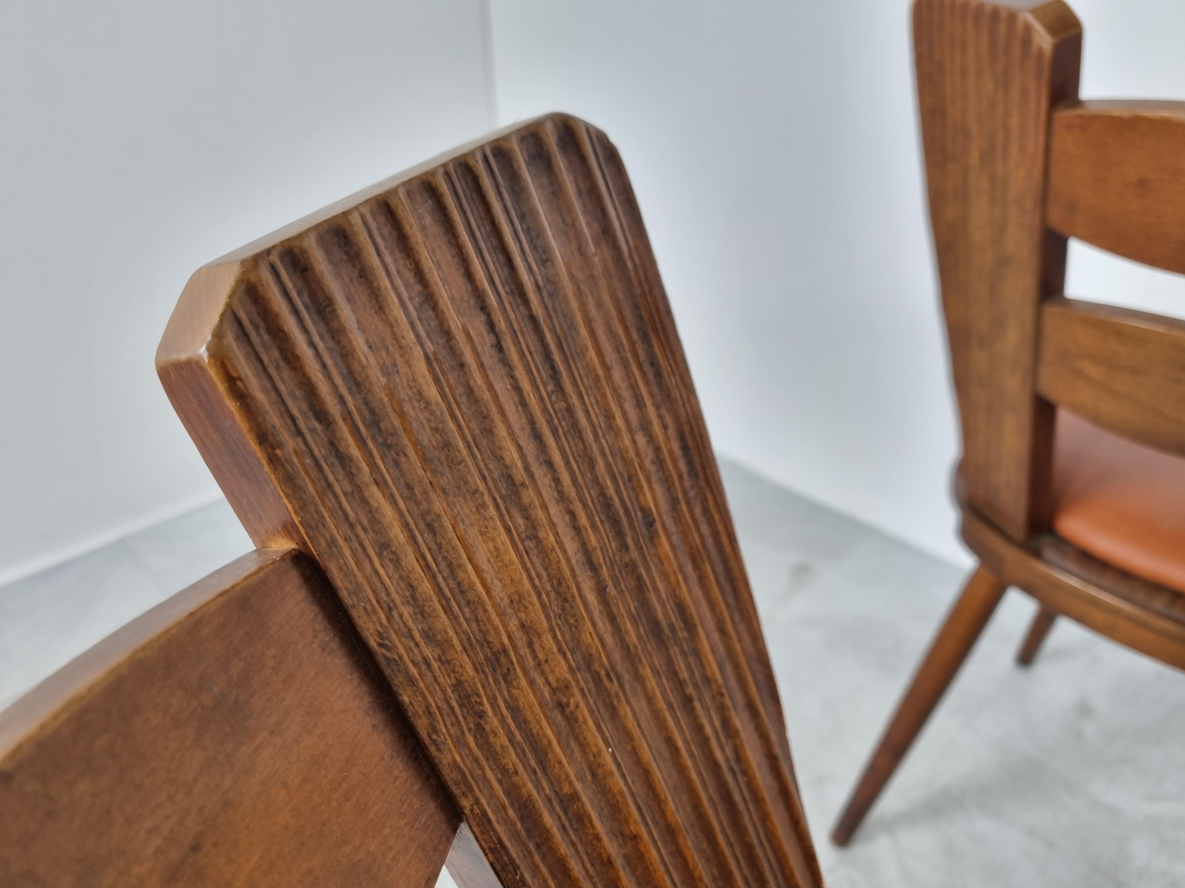 Vintage Brutalist Dining Chairs, Set of 6, 1960s 1
