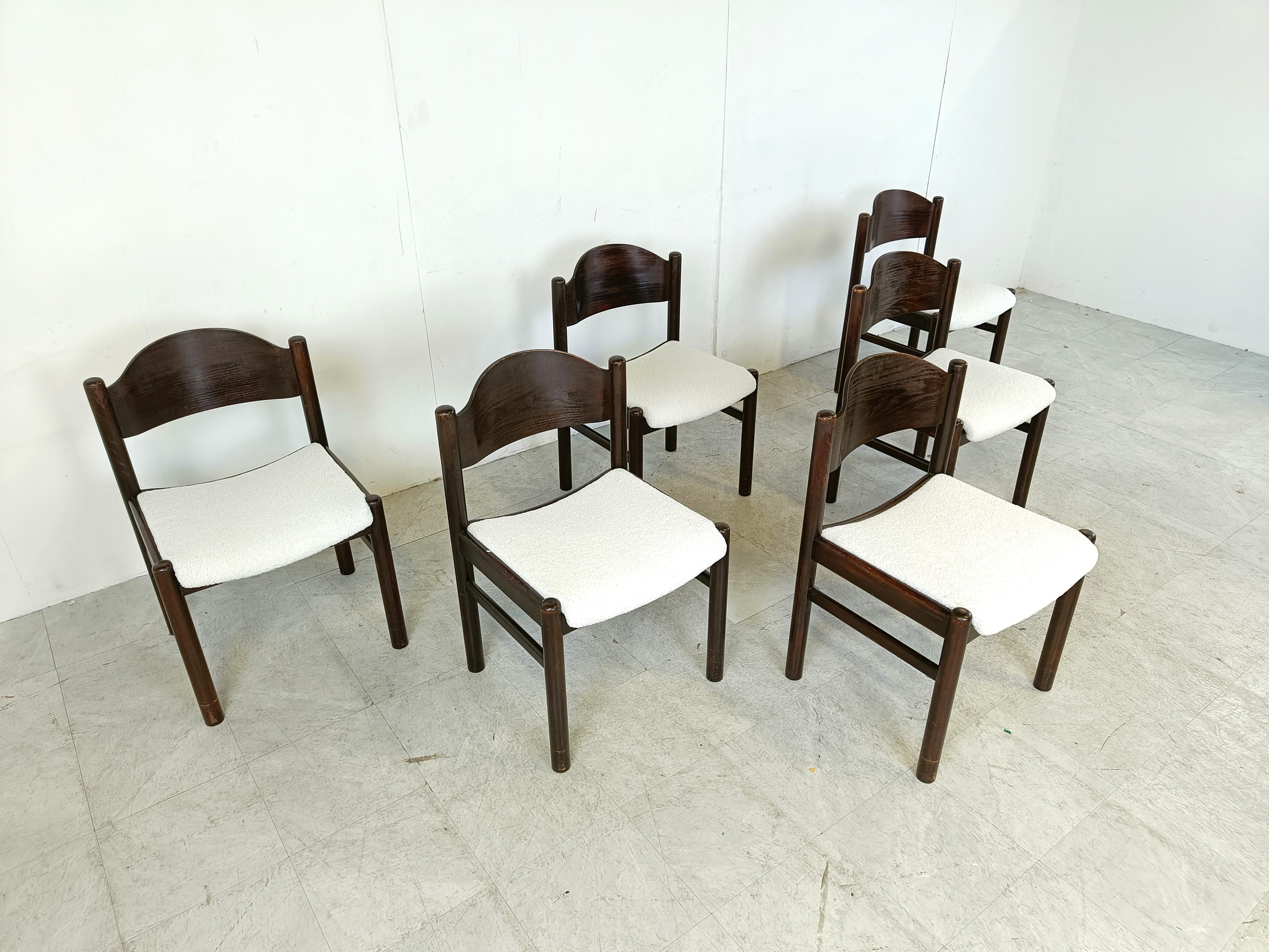 Vintage brutalist dining chairs, set of 6 - 1960s For Sale 2