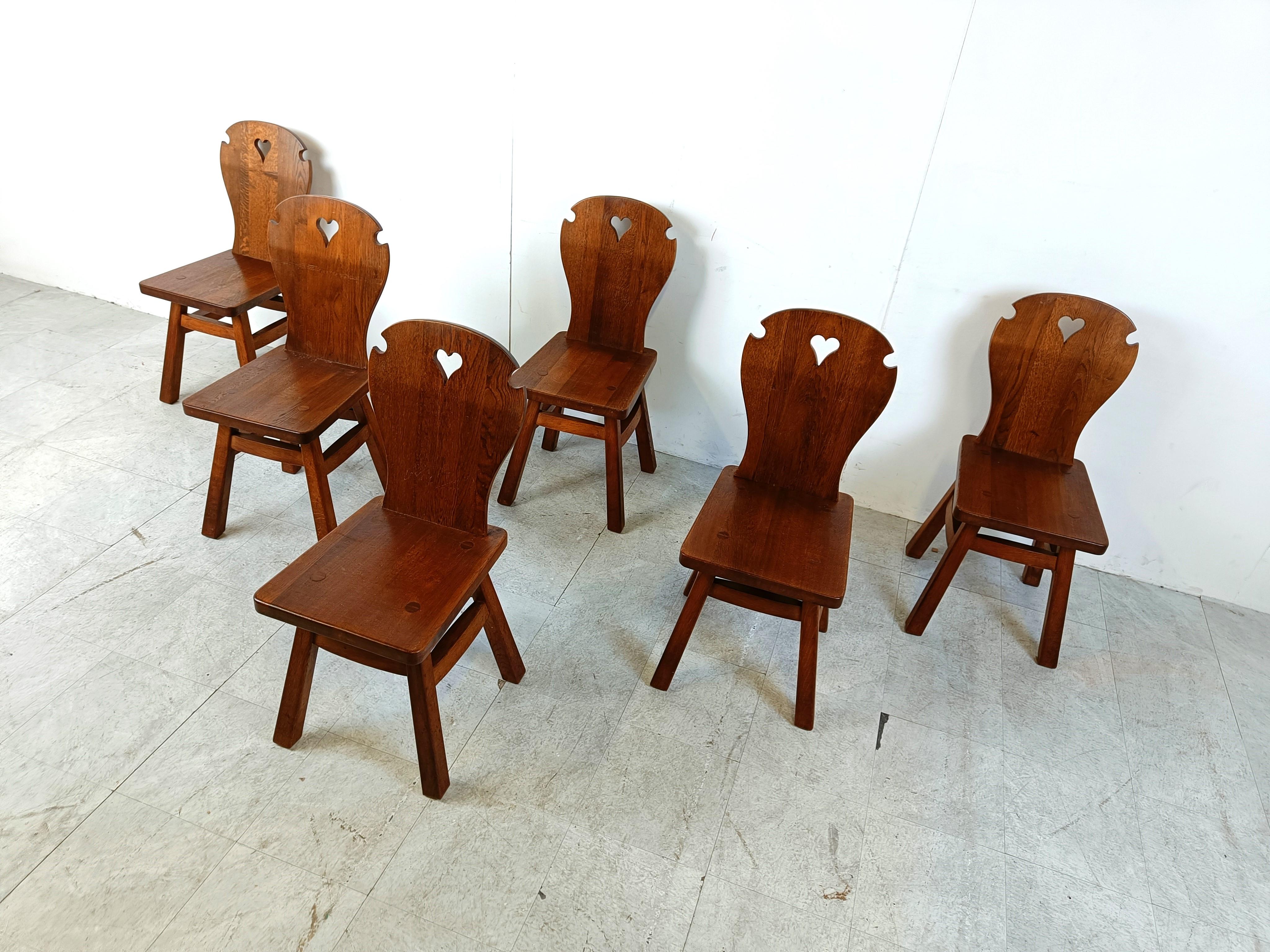 Vintage brutalist dining chairs, set of 6 - 1960s  For Sale 2