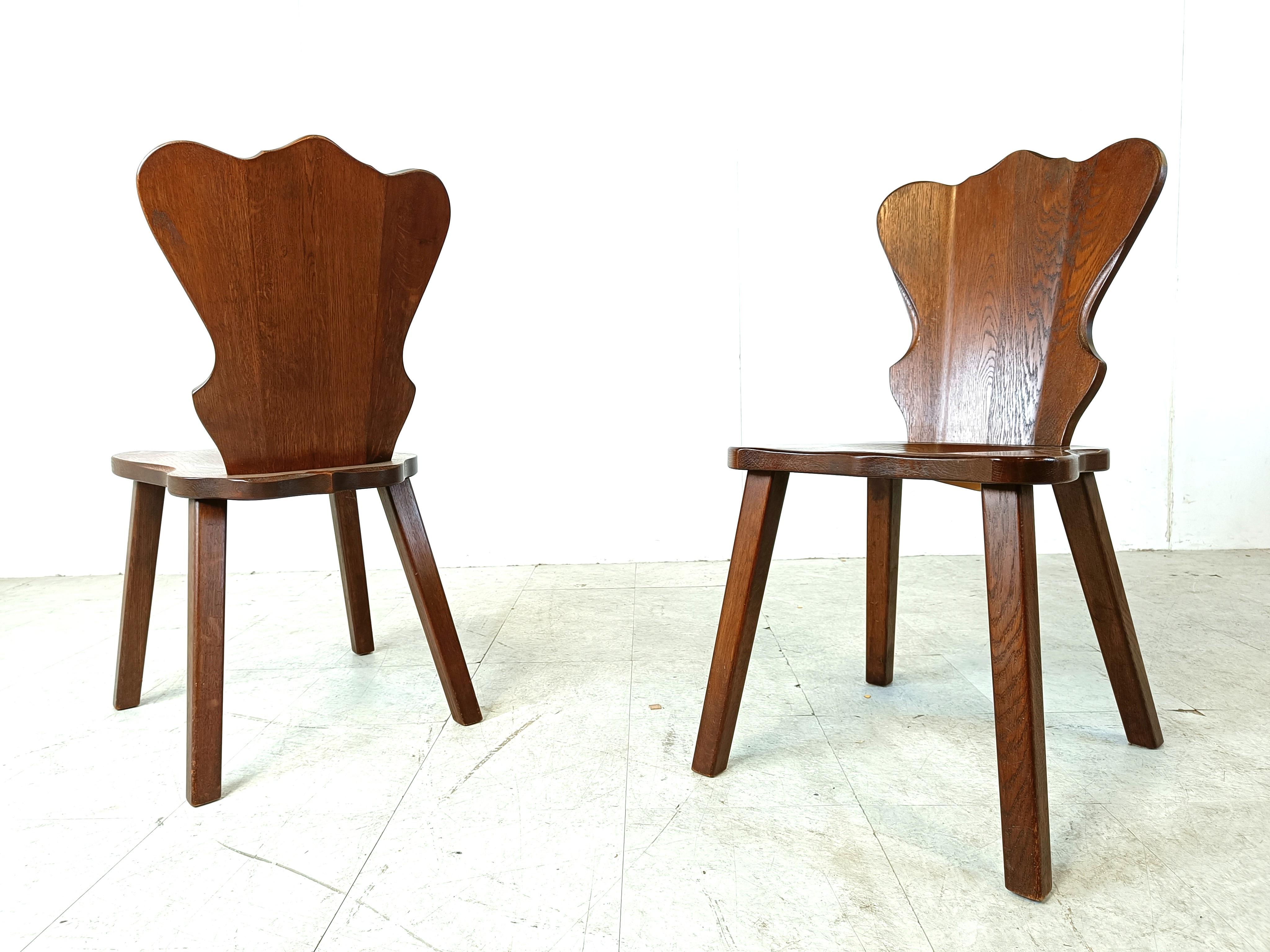 Vintage brutalist dining chairs, set of 6 - 1960s For Sale 2