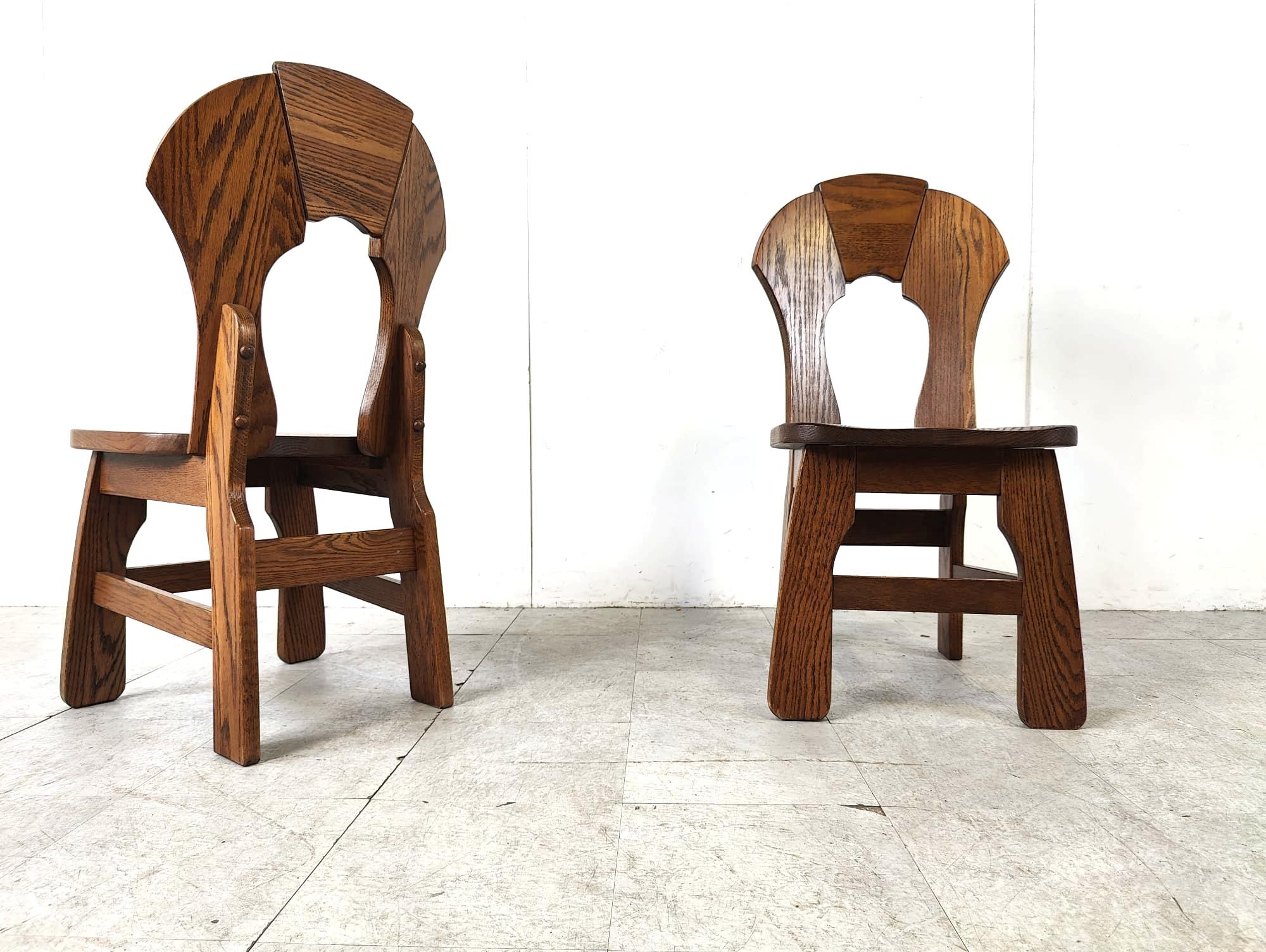 Vintage brutalist dining chairs, set of 6 - 1960s  For Sale 2