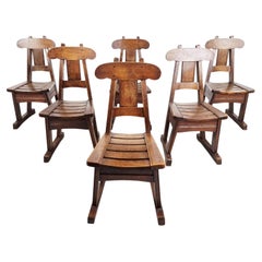 Vintage Brutalist Dining Chairs, Set of 6, 1960s
