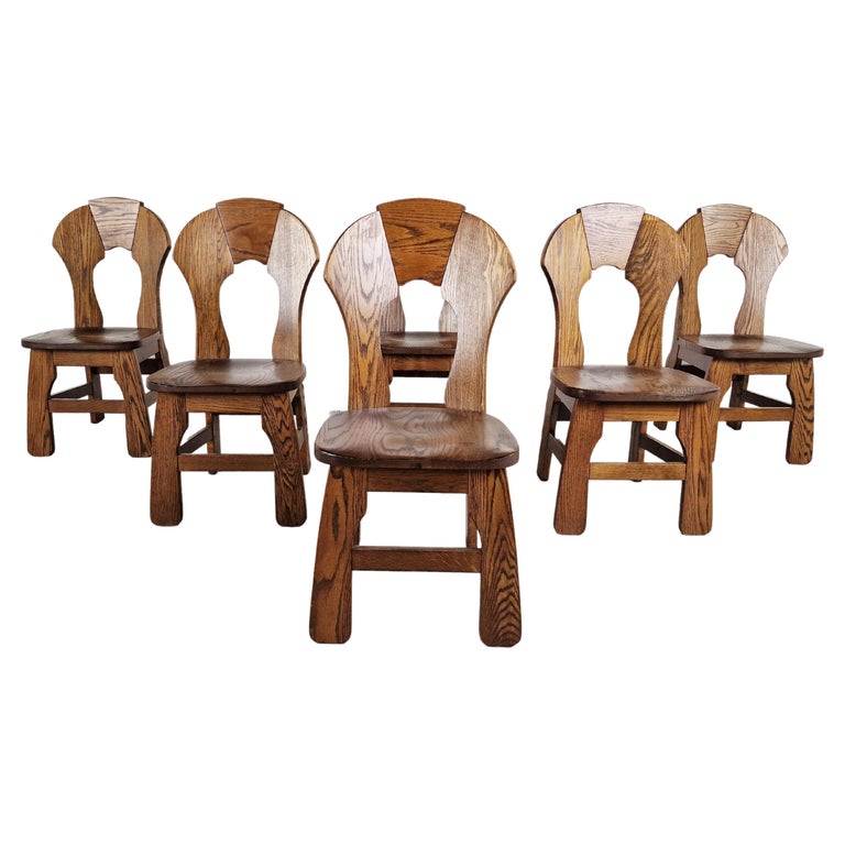 Vintage Brutalist Dining Chairs, Set of 6, 1960s For Sale at 1stDibs