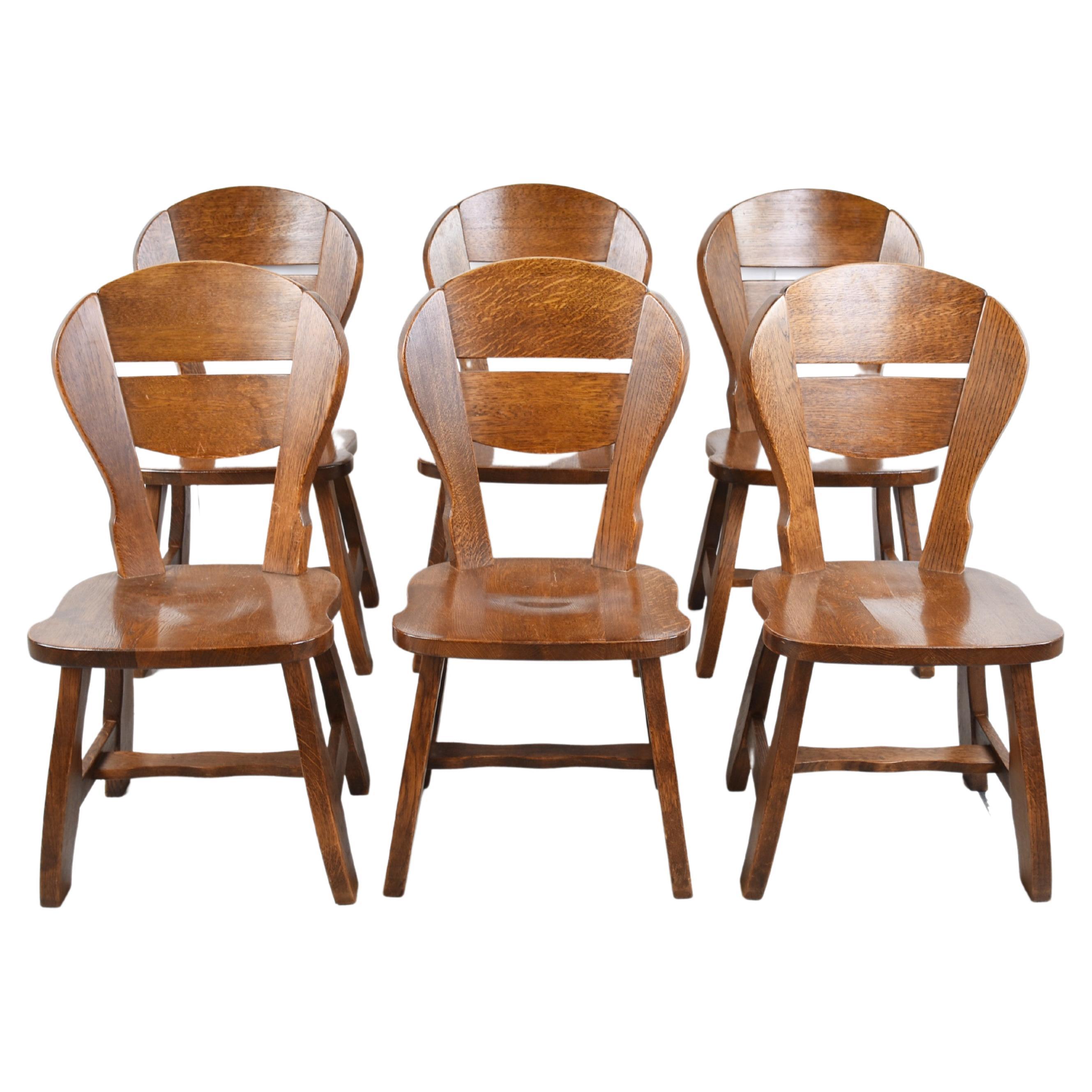 Vintage Brutalist Dining Chairs, Set of 6, 1960s For Sale